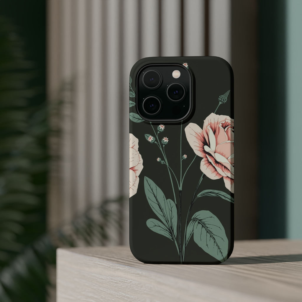 iPhone Mint And Blush Vintage Botanical Print Slim Everyday Designer Case · iPho