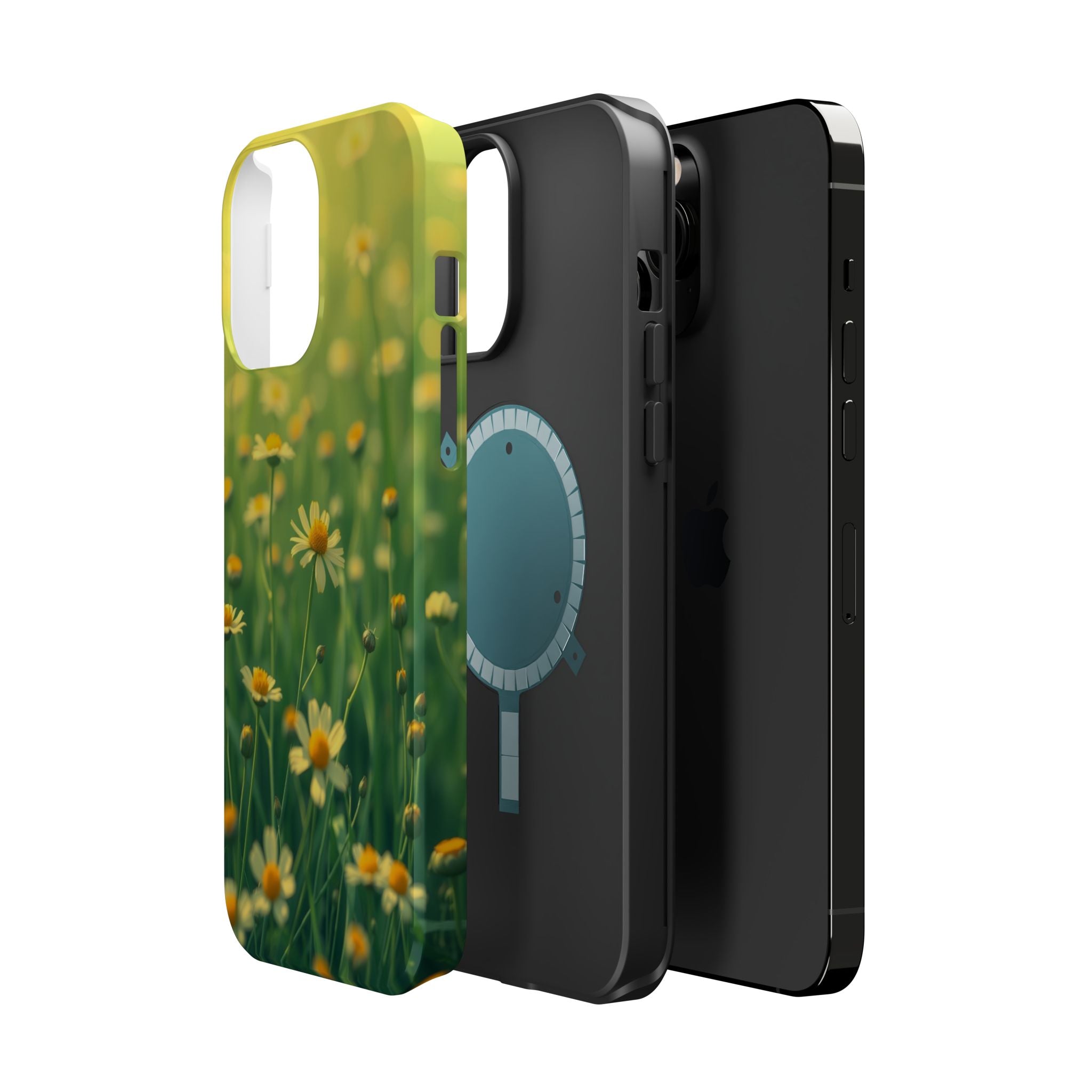 iPhone Emerald Green And Gold Wildflower Field Soft Finish Everyday · iPhone Cas