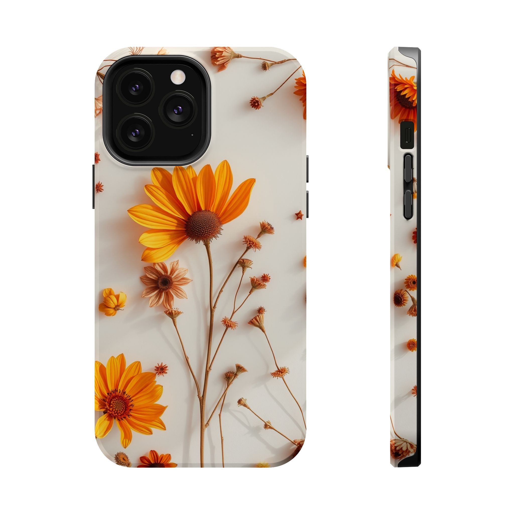iPhone Mustard And Rust Dried Flower Flat Lay Carry Case Slim Snap Case · iPhone