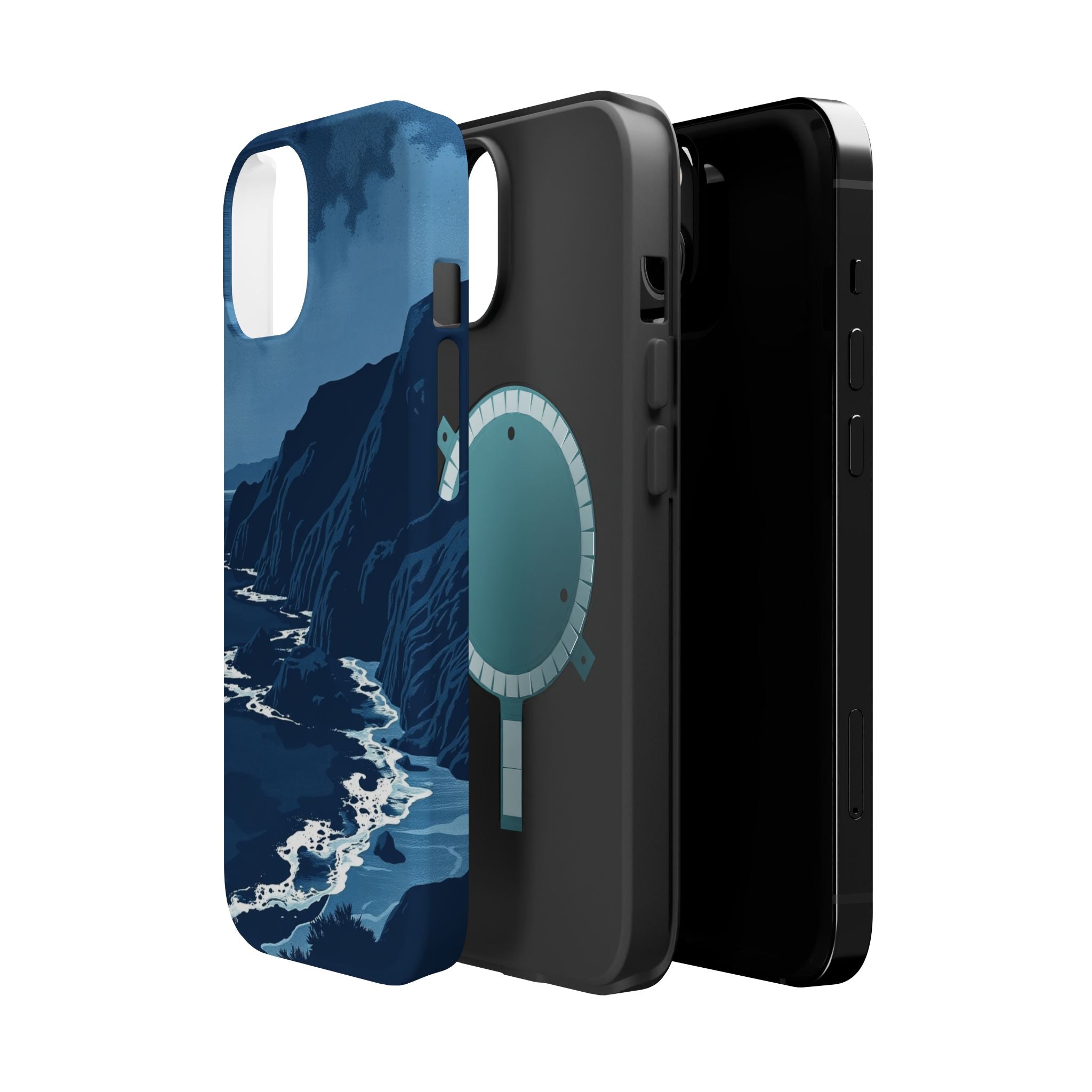 iPhone Midnight Blue And Silver Hibiscus Coast Carry Case Slim Snap Case · iPhon