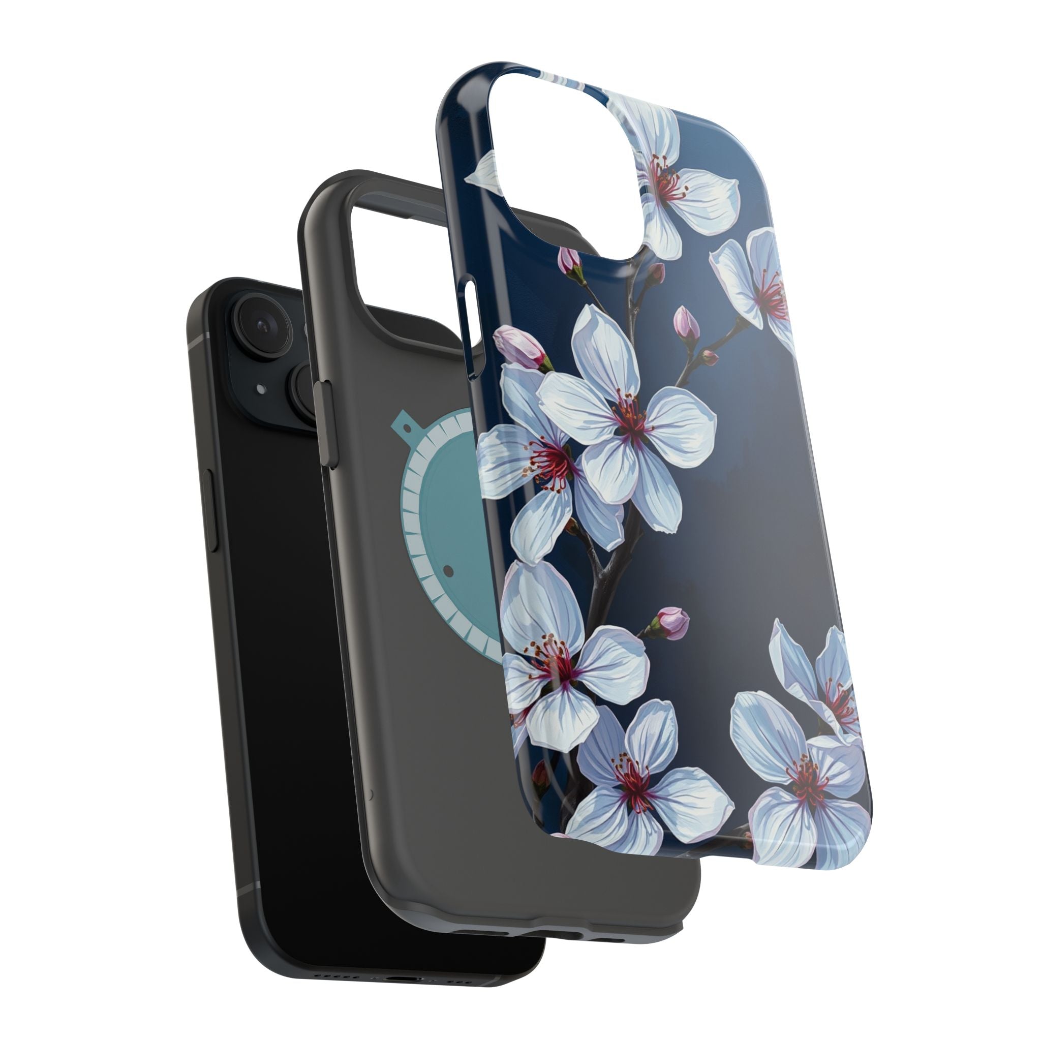iPhone Midnight Blue And Silver Cherry Blossom Soft iPhone Finish · iPhone Case