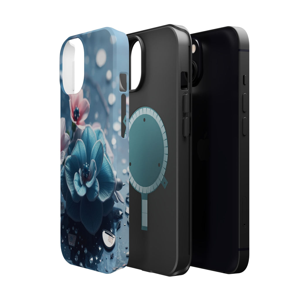 iPhone Midnight Blue And Silver Floral Terrazzo Soft iPhone Finish · iPhone Case
