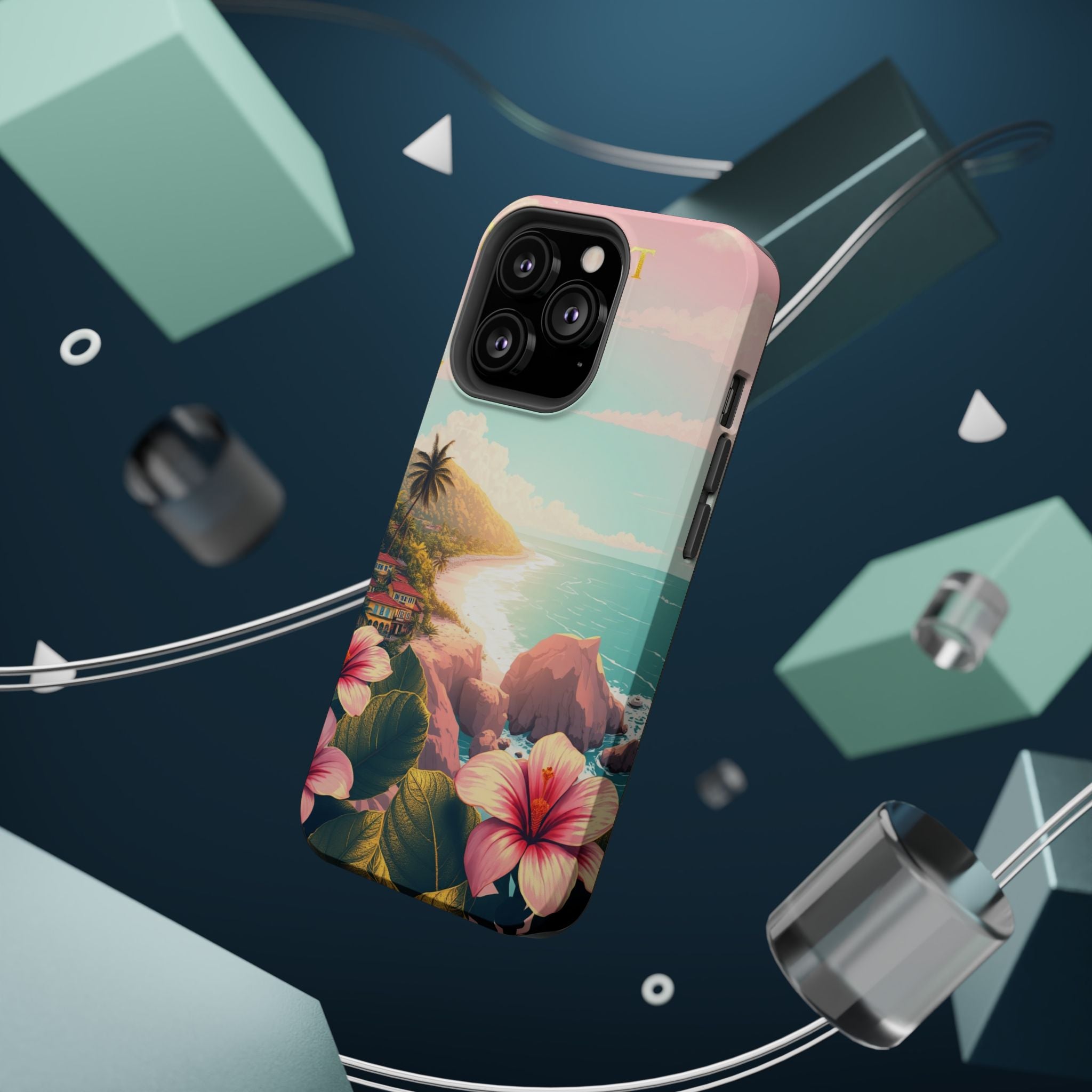 iPhone Mint And Blush Hibiscus Coast Slim Everyday iPhone 14 Designer · iPhone C
