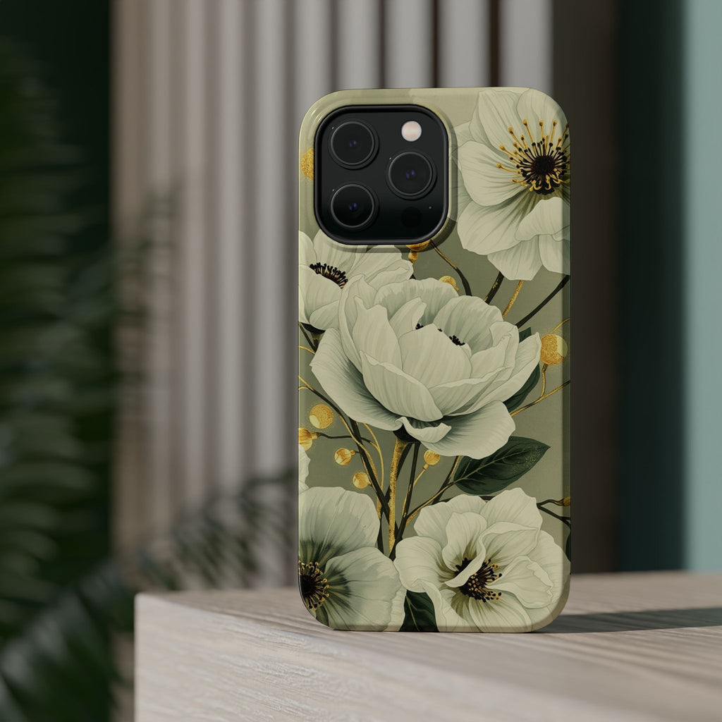 iPhone Sage And Ivory Floral Ink Wash Slim Everyday iPhone 14 Designer · iPhone