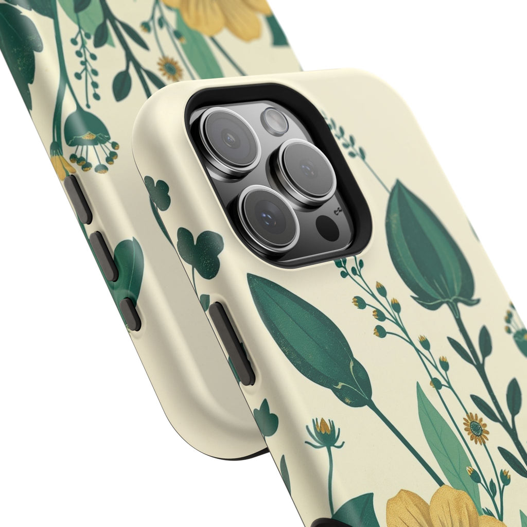 iPhone Emerald Green And Gold Pressed Botanicals Clean iPhone Minimal · iPhone C