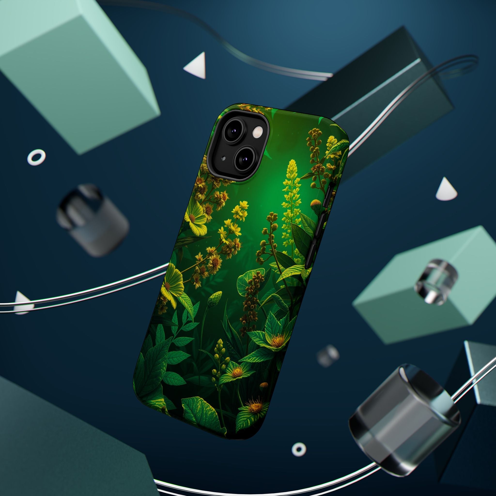 iPhone Emerald Green And Gold Vintage Botanicals Print Slim Snap Case · iPhone C