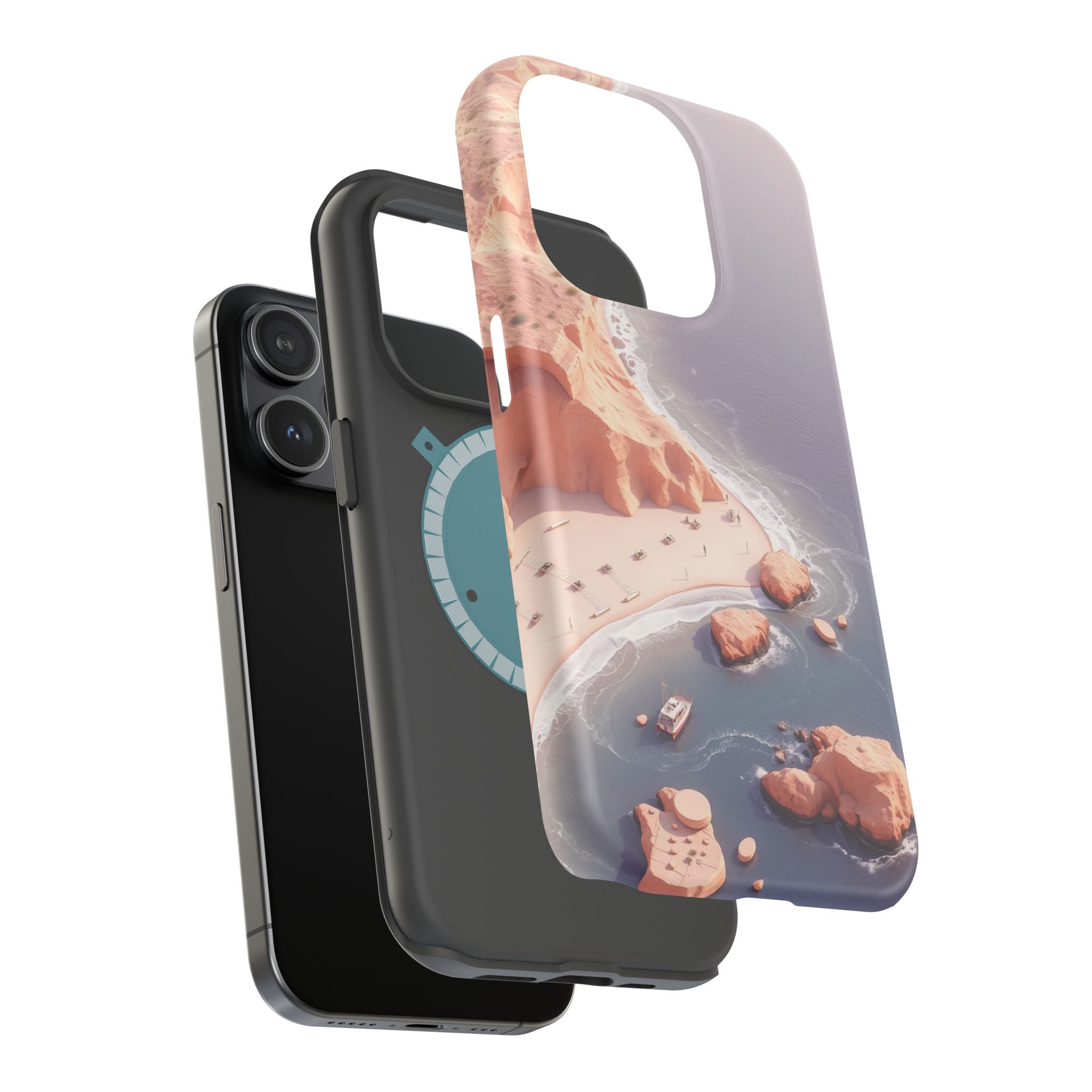 iPhone Rose Pink And Cream Shoreline Aerial Soft iPhone 17 Finish · iPhone Case