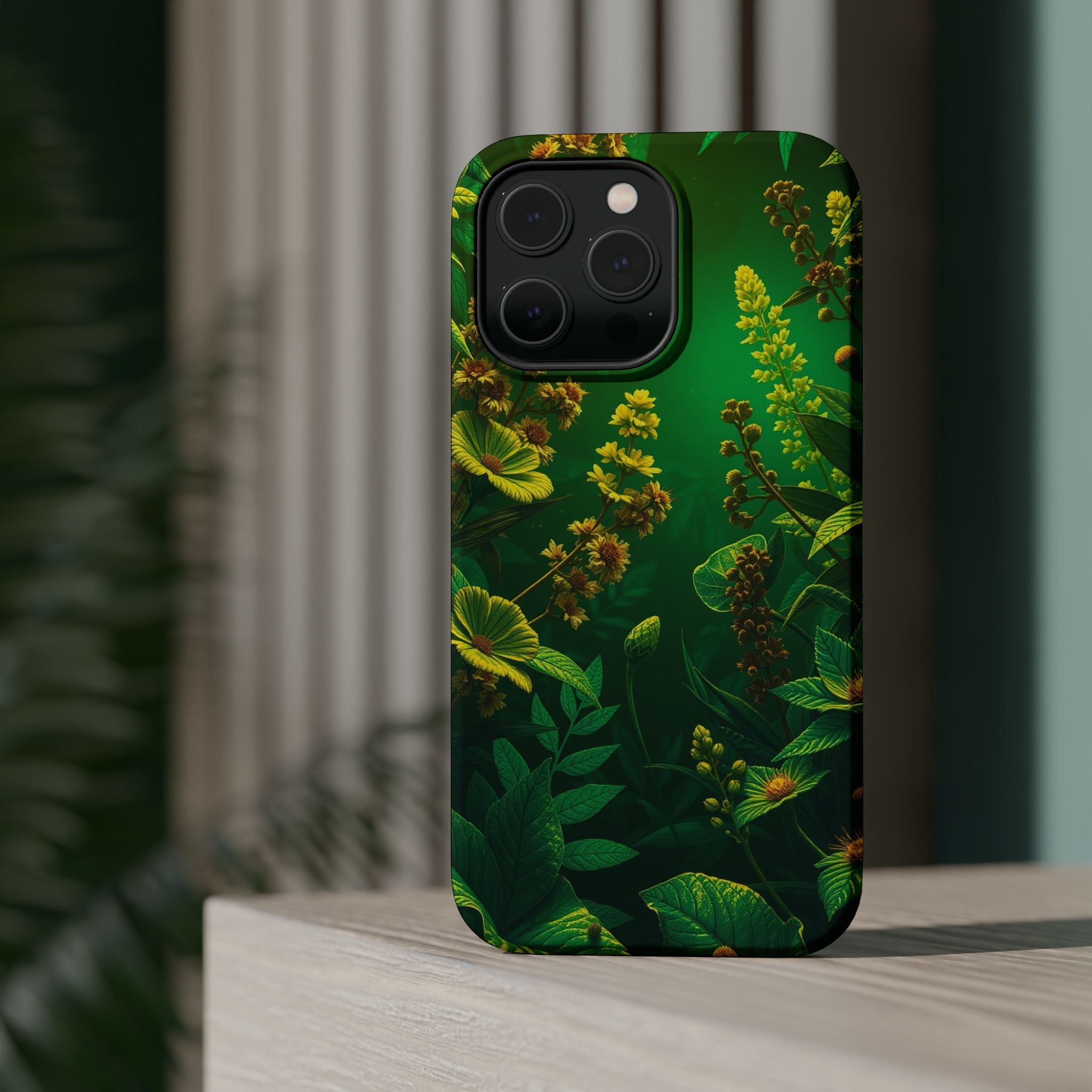 iPhone Emerald Green And Gold Vintage Botanicals Print Slim Snap Case · iPhone C