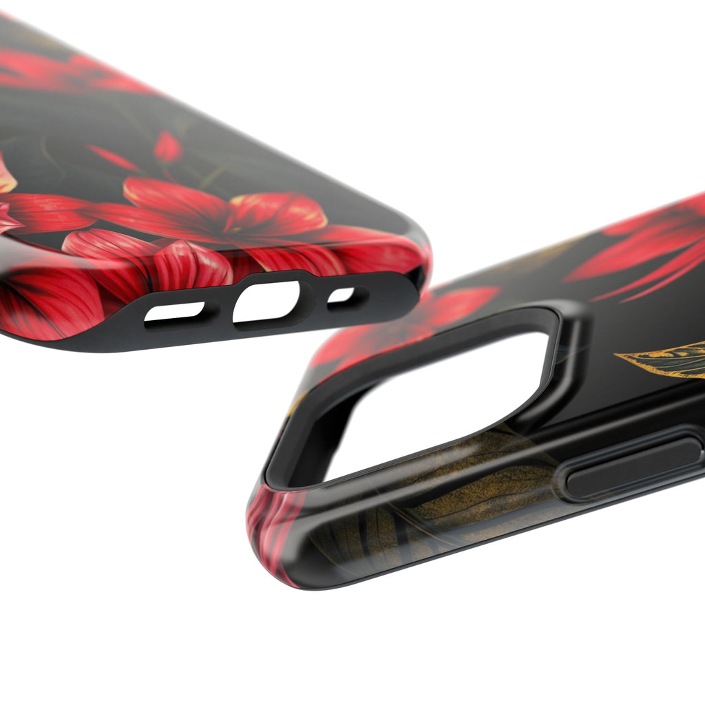 iPhone Black And Crimson Jungle Floral Slim Everyday Designer Case · iPhone Case