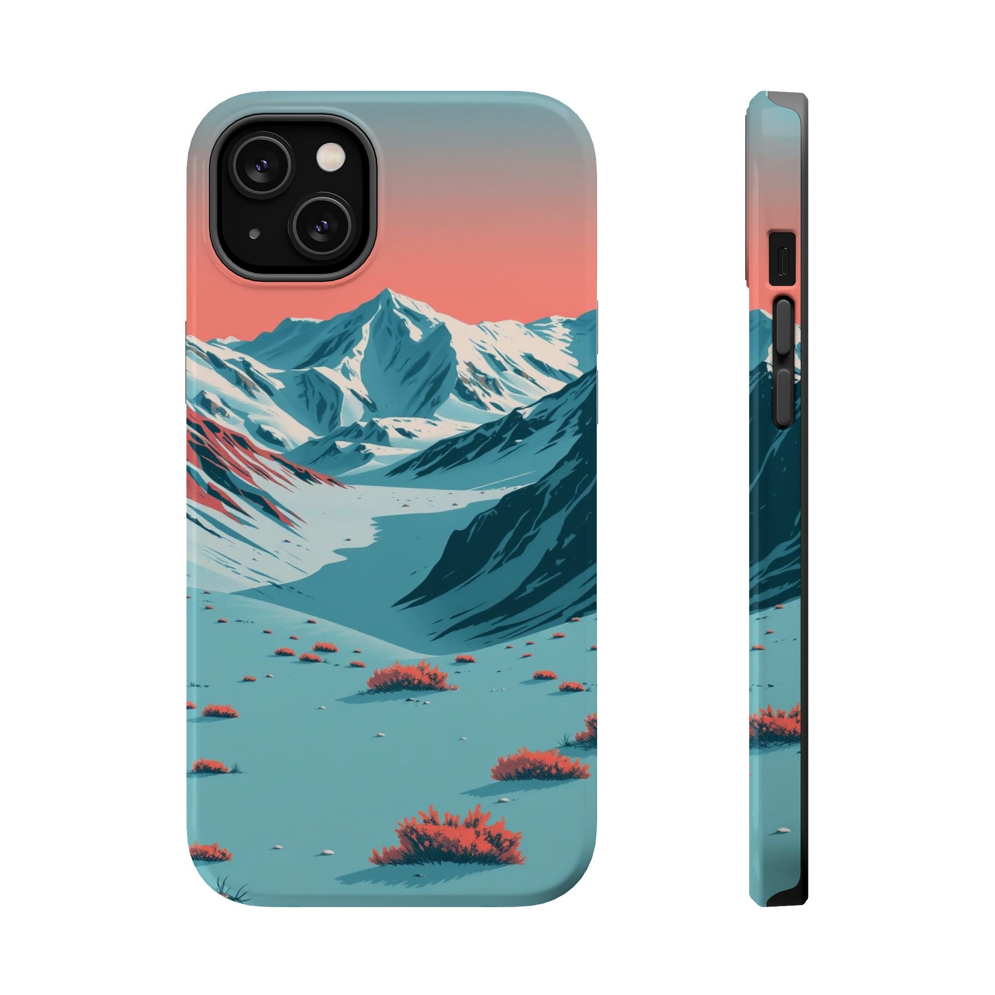 iPhone Teal And Coral Arctic Tundra Slim Everyday Designer Case · iPhone Case