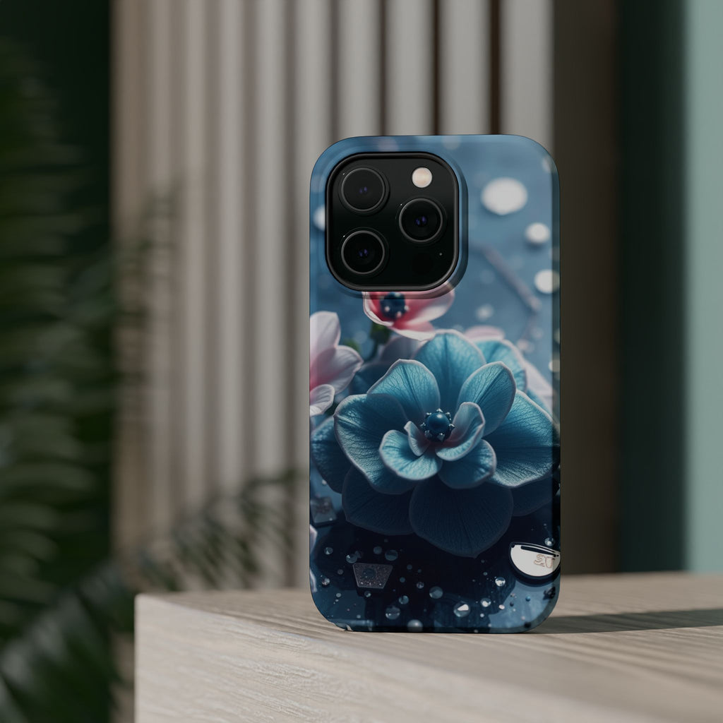 iPhone Midnight Blue And Silver Floral Terrazzo Soft iPhone Finish · iPhone Case