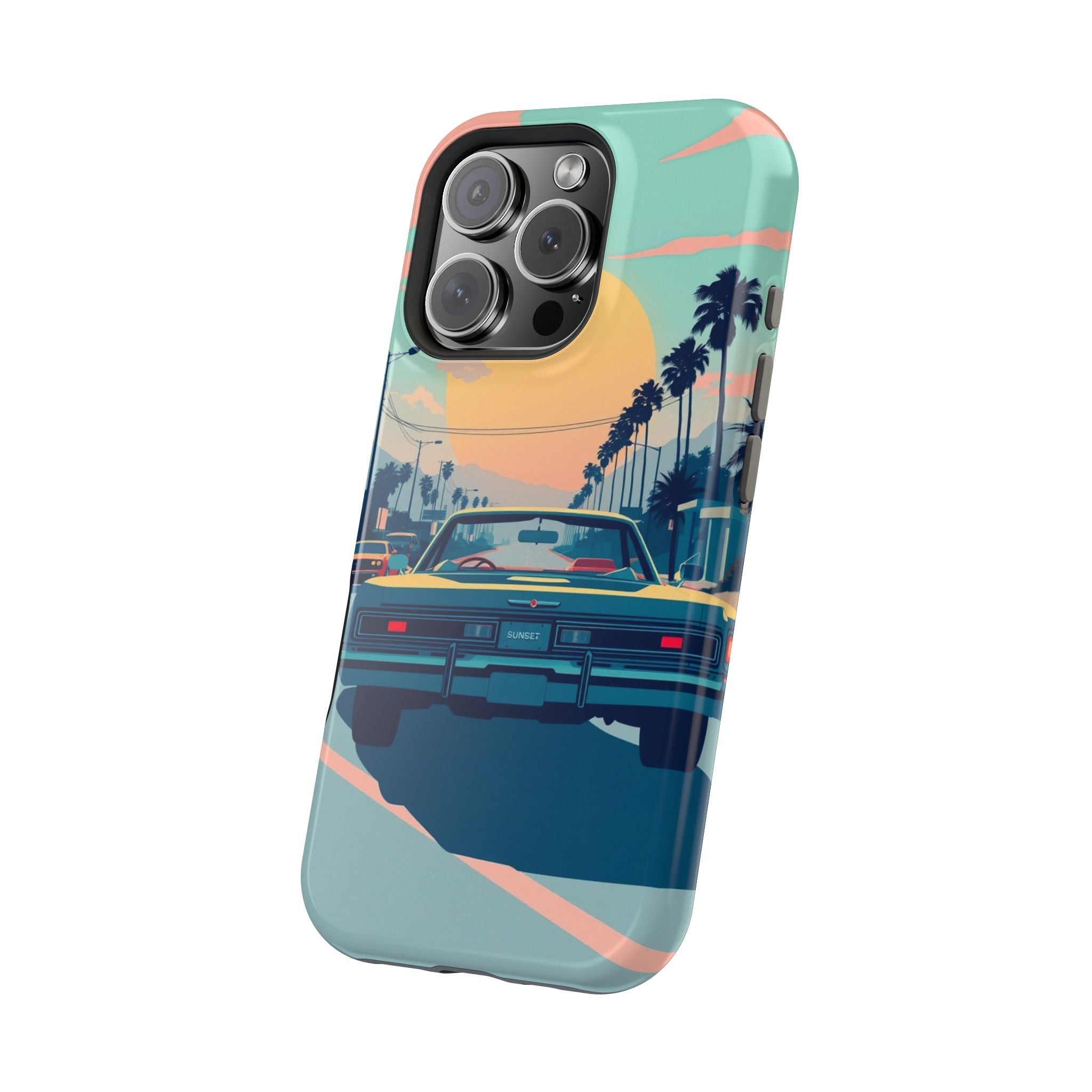 iPhone Sunset Drive 80s Pop Art Bold Slim Everyday Designer Case · iPhone Case