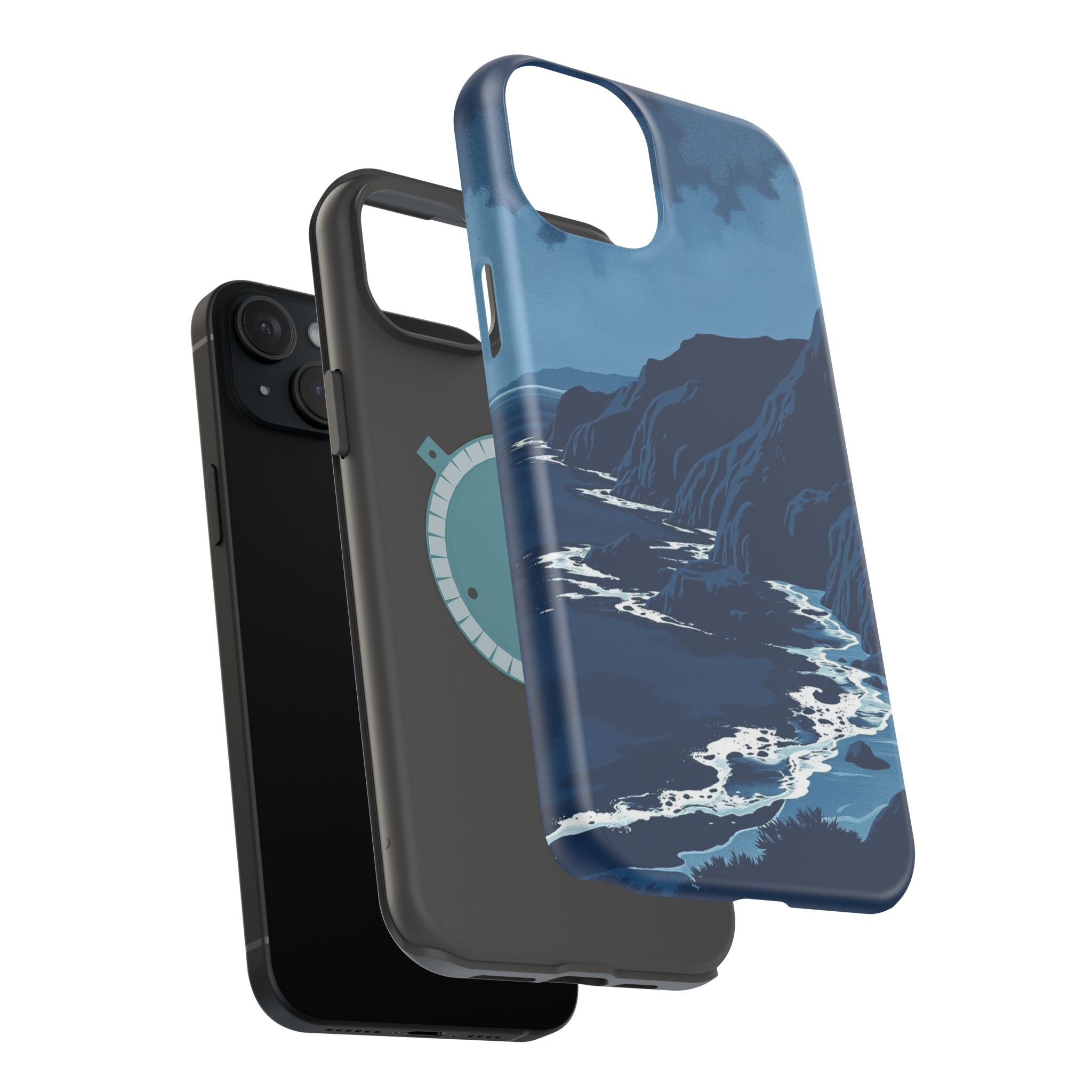 iPhone Midnight Blue And Silver Hibiscus Coast Carry Case Slim Snap Case · iPhon