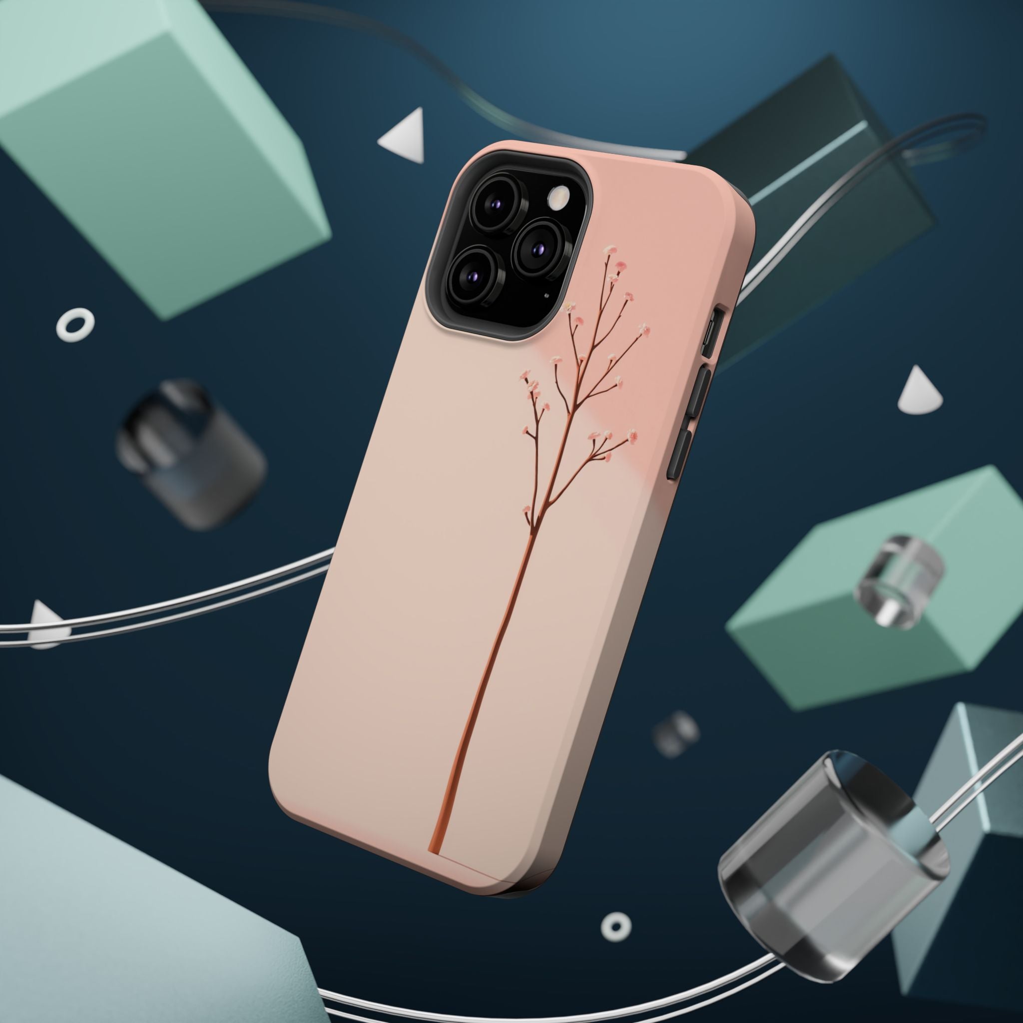 iPhone Rose Pink And Cream Minimalist Stem Slim iPhone Everyday · iPhone Case