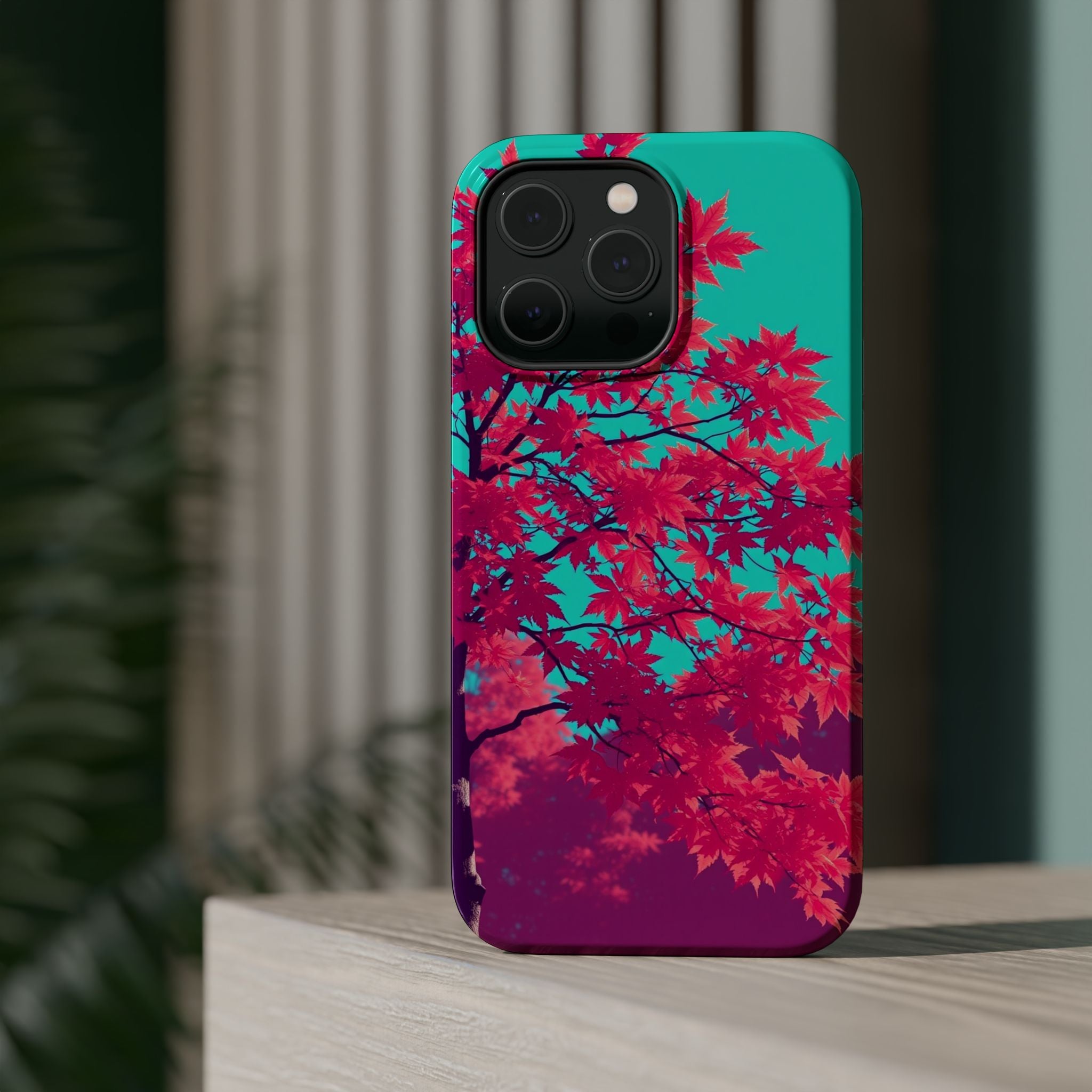 iPhone Cyan And Magenta Autumn Maple Slim Everyday iPhone 16 Designer · iPhone C