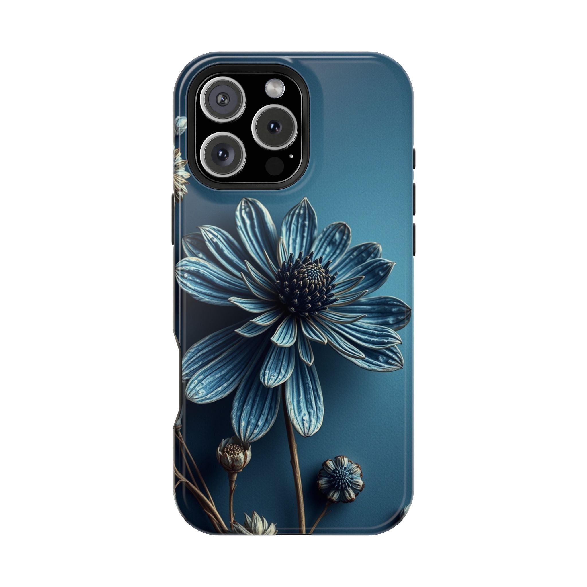 iPhone Midnight Blue And Silver Dried Flower Flat Lay iPhone 15 · iPhone Case