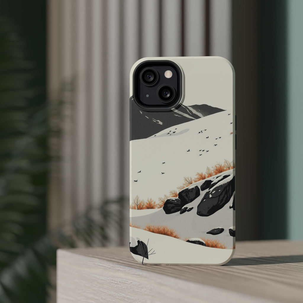 iPhone Snow Field Risograph Print Bold Modern Everyday Snap Case · iPhone Case