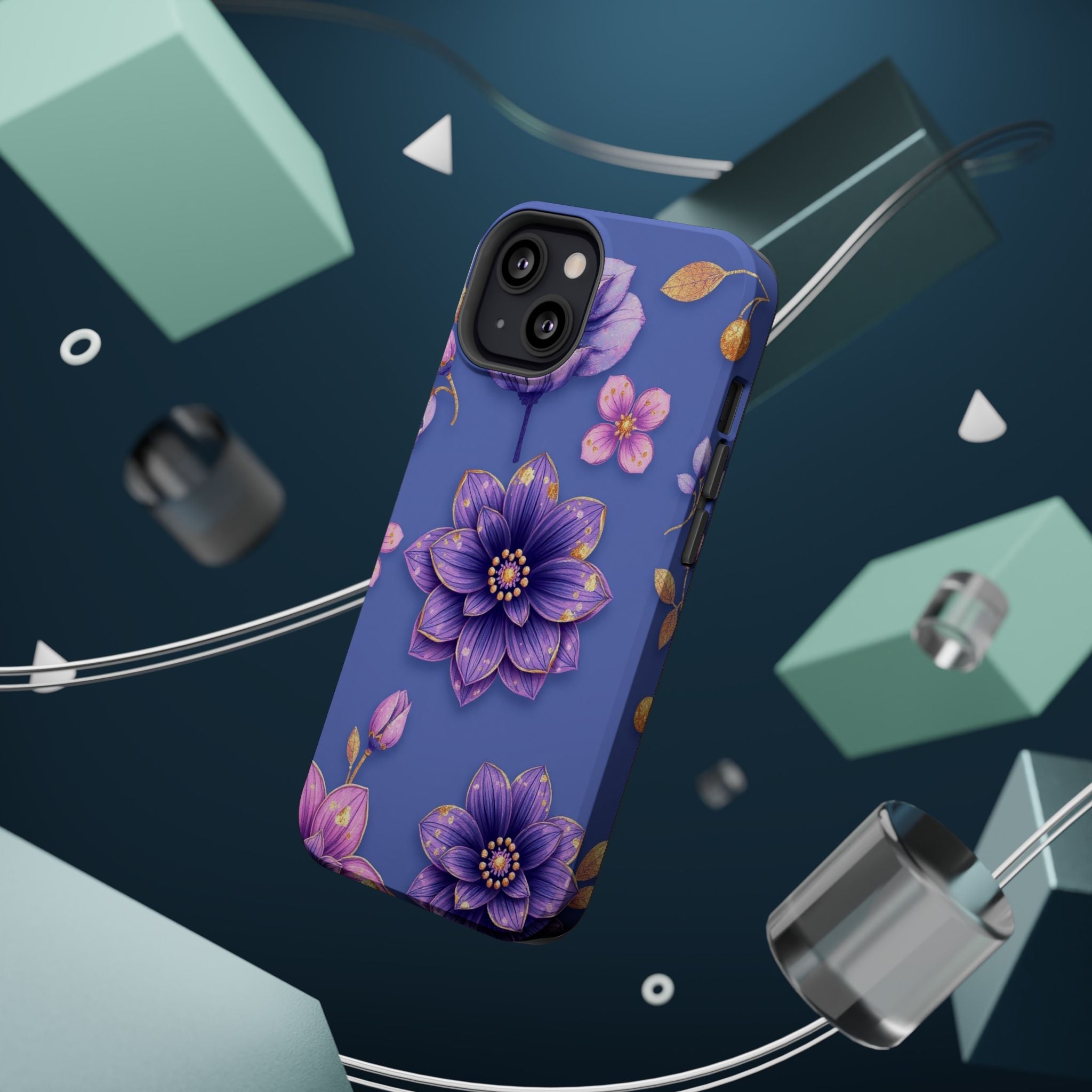iPhone Indigo And Violet Floral Gold Foil Slim iPhone Everyday Designer · iPhone