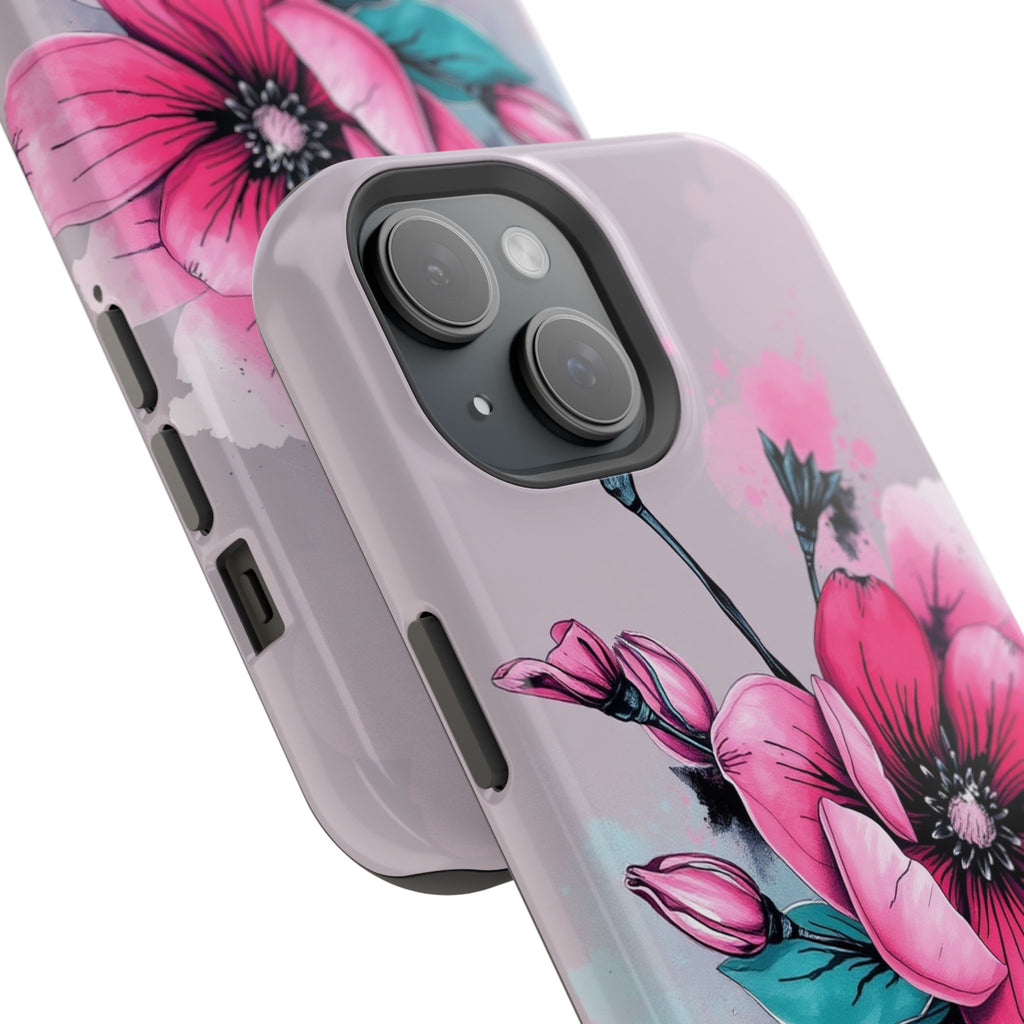 iPhone Mint And Blush Floral Ink Wash Slim Everyday Designer Case · iPhone Case