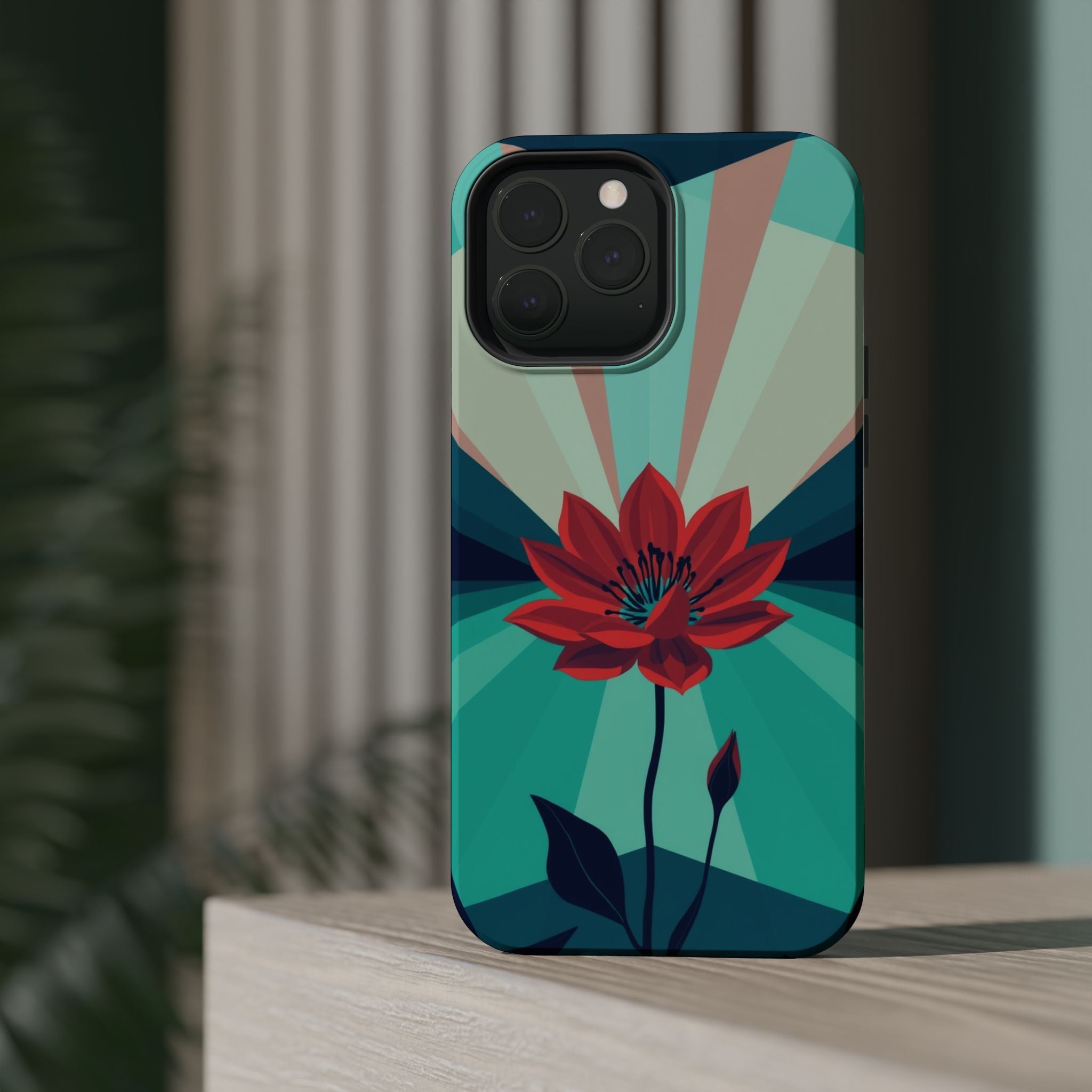 iPhone Teal And Coral Night Bloomer Slim Everyday Designer Case · iPhone Case