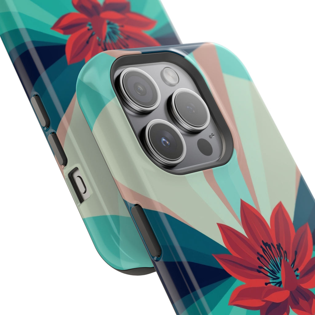 iPhone Teal And Coral Night Bloomer Slim Everyday Designer Case · iPhone Case