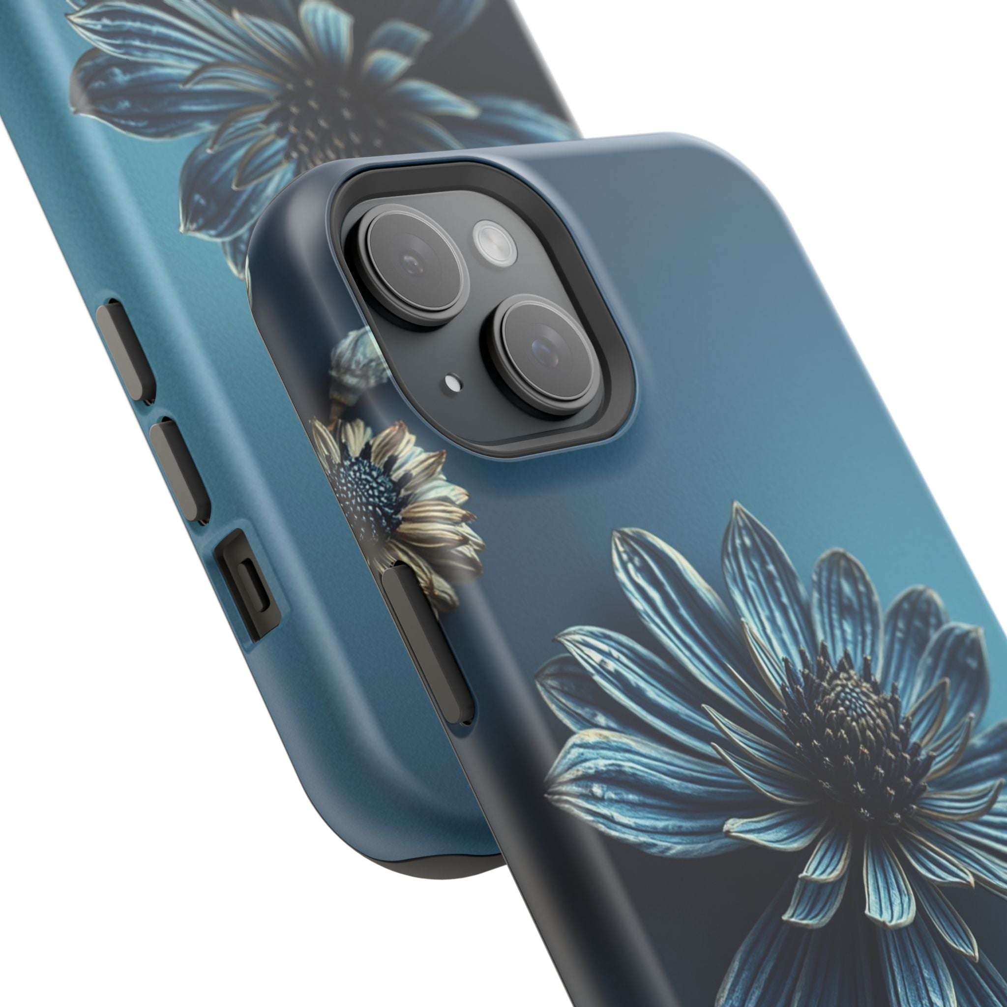 iPhone Midnight Blue And Silver Dried Flower Flat Lay iPhone 15 · iPhone Case