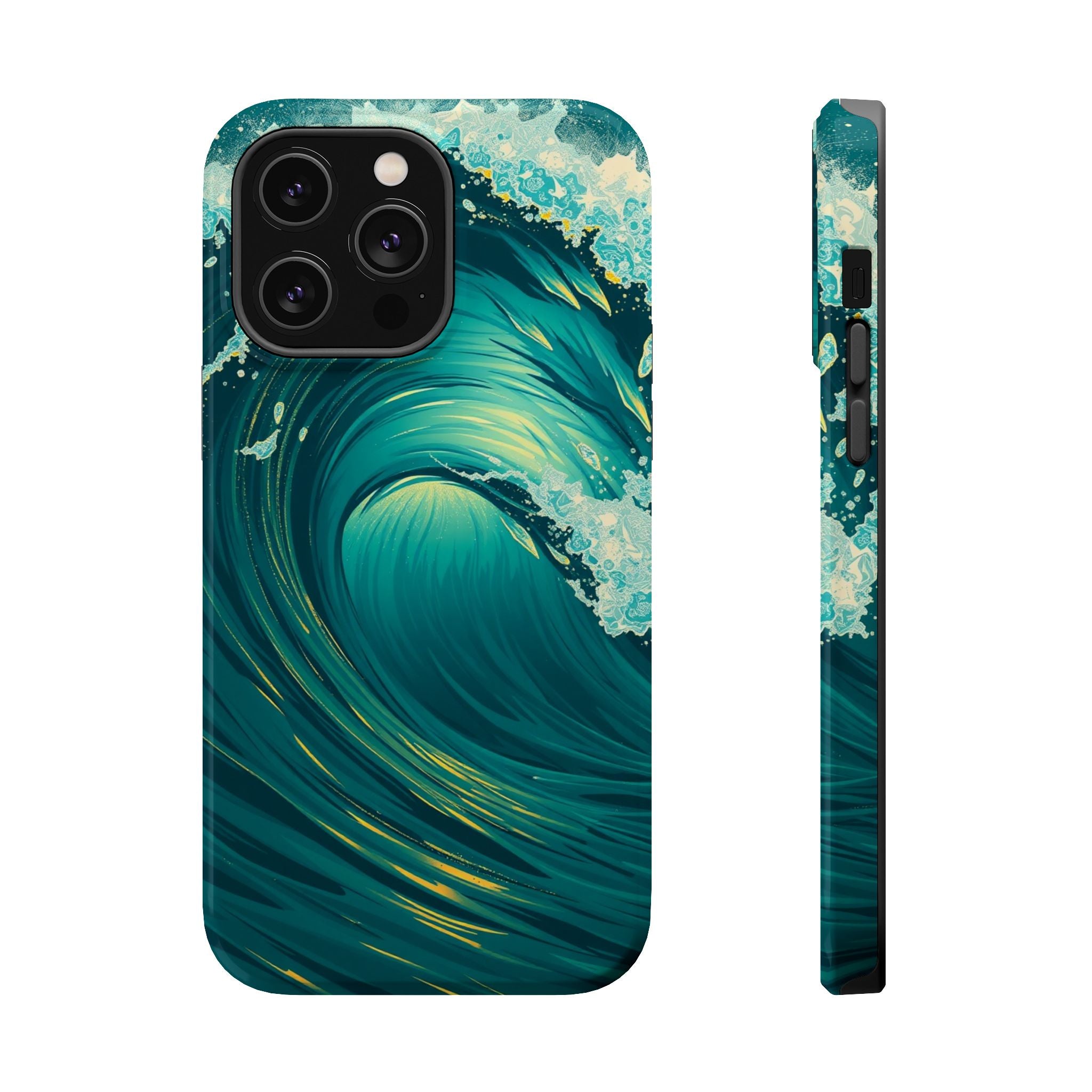 iPhone Emerald Green And Gold Ocean Wave Crash Soft iPhone Finish · iPhone Case