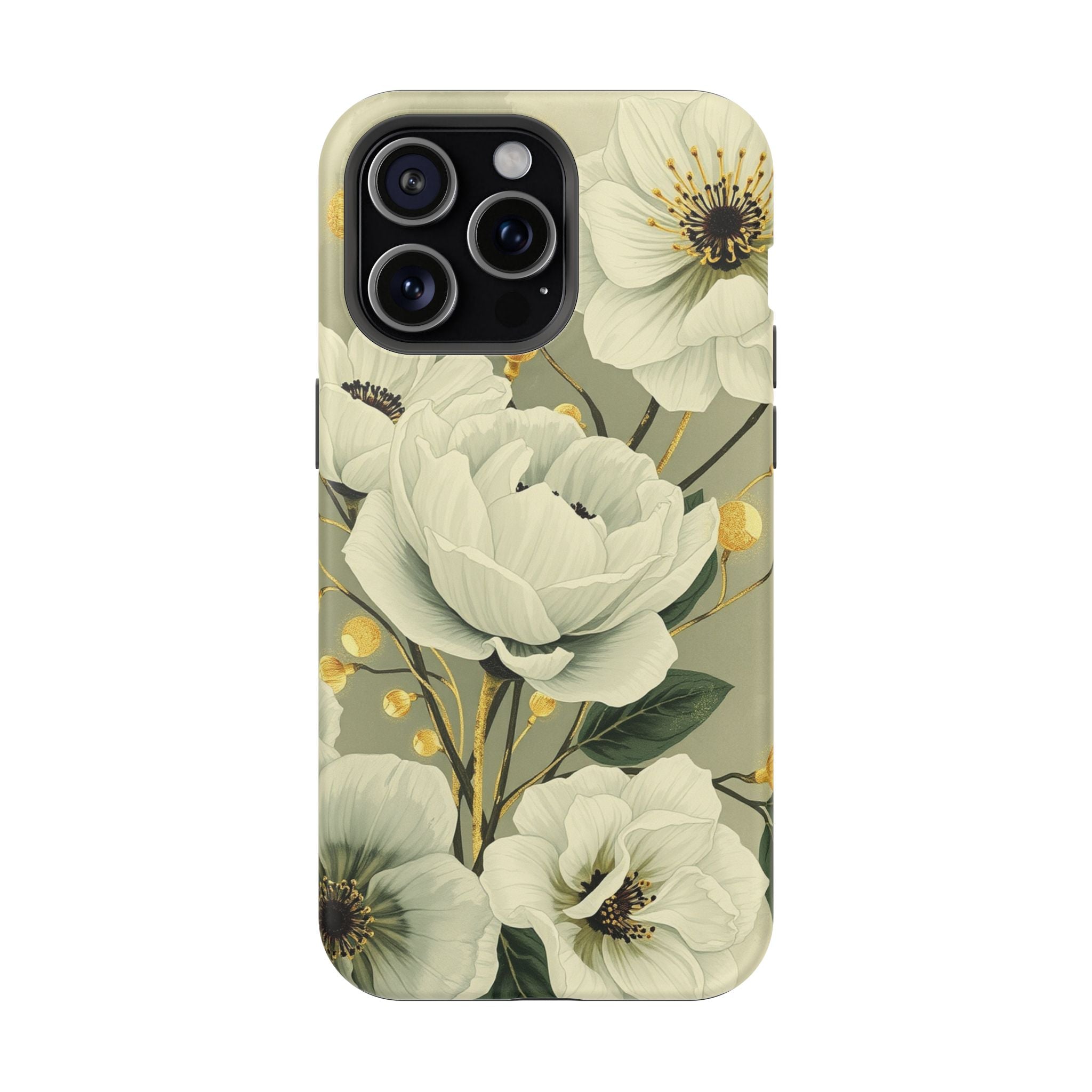 iPhone Sage And Ivory Floral Ink Wash Slim Everyday iPhone 14 Designer · iPhone