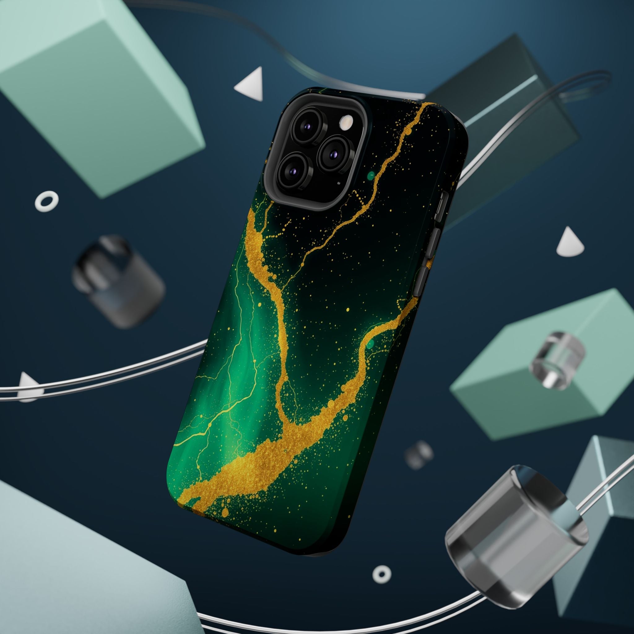 iPhone Emerald Green And Gold Petal Storm Slim iPhone Everyday Designer · iPhone