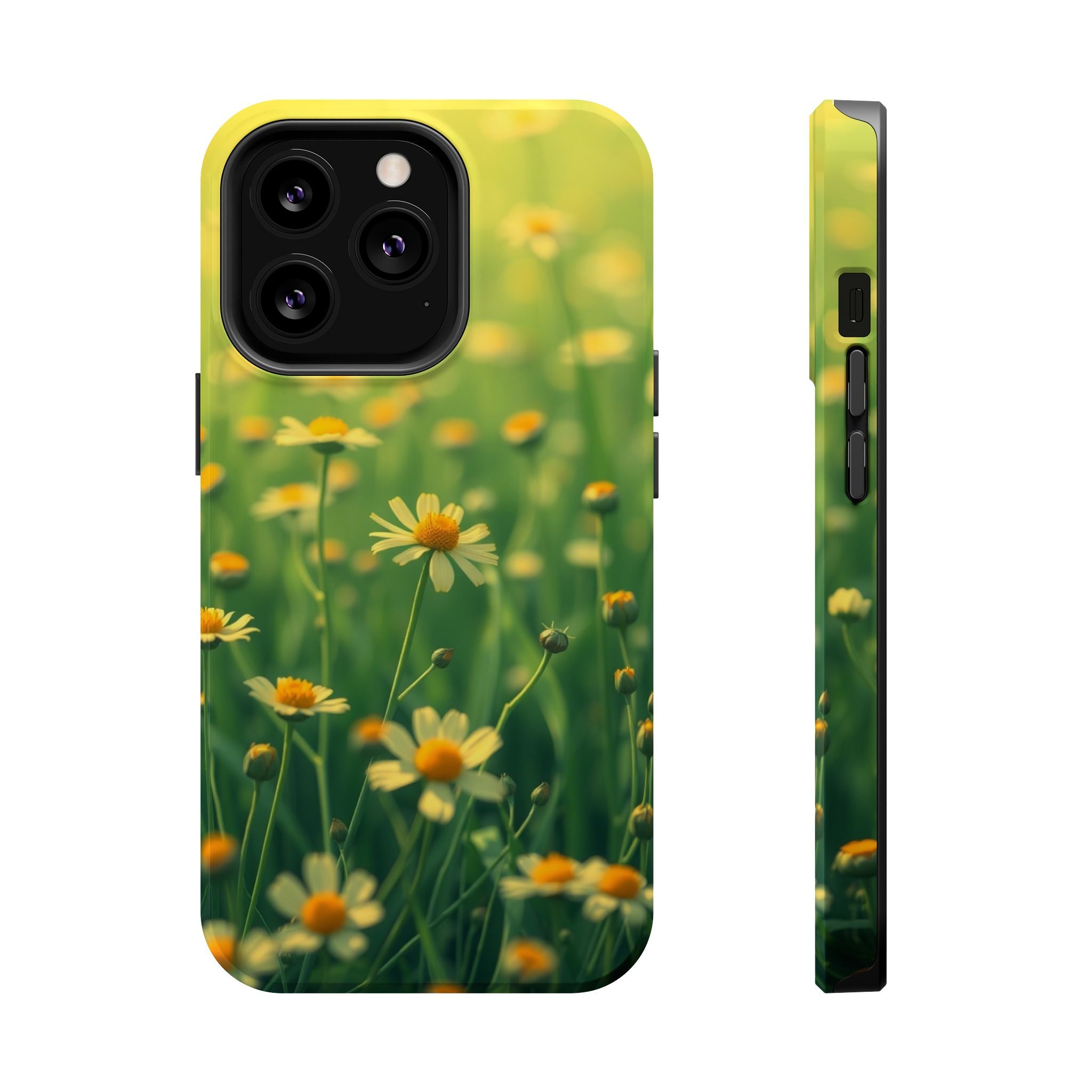 iPhone Emerald Green And Gold Wildflower Field Soft Finish Everyday · iPhone Cas