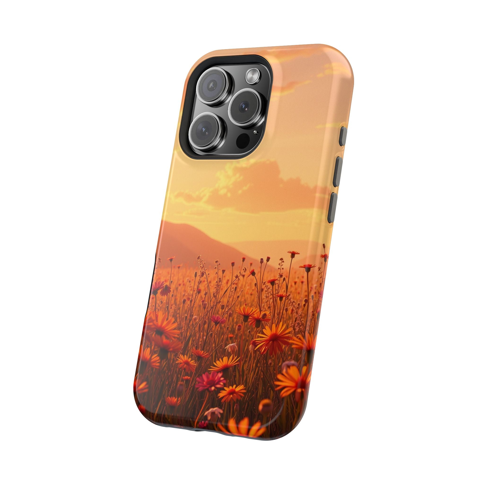 iPhone Sunset Amber And Peach Wildflower Field Soft iPhone Finish · iPhone Case