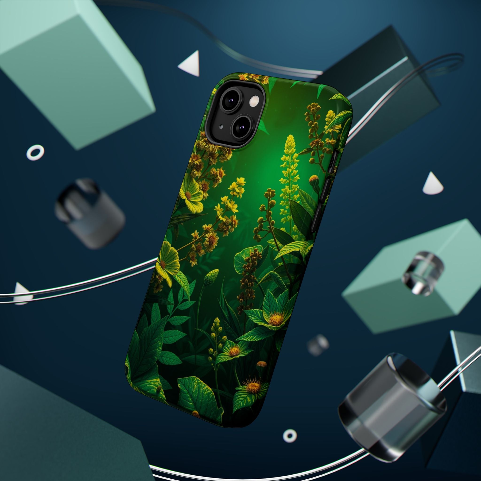 iPhone Emerald Green And Gold Vintage Botanicals Print Slim Snap Case · iPhone C
