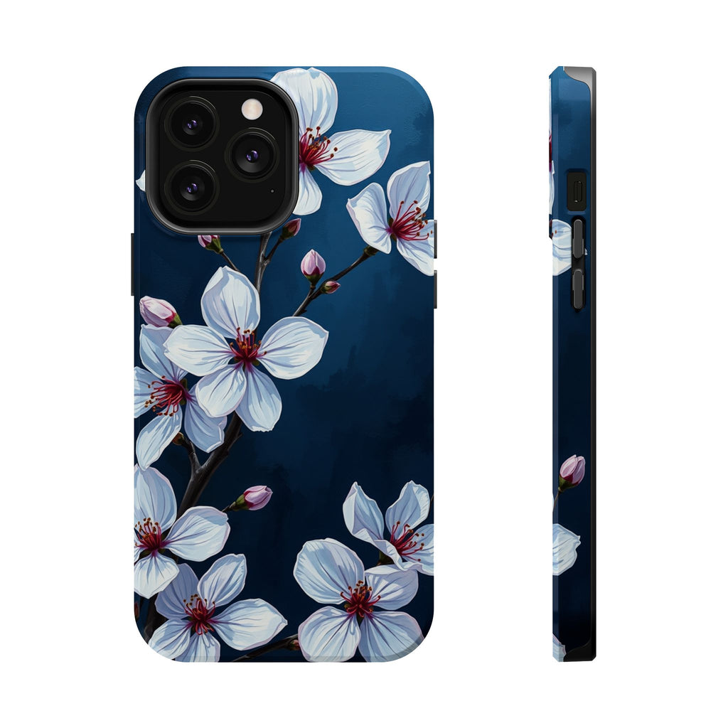 iPhone Midnight Blue And Silver Cherry Blossom Soft iPhone Finish · iPhone Case