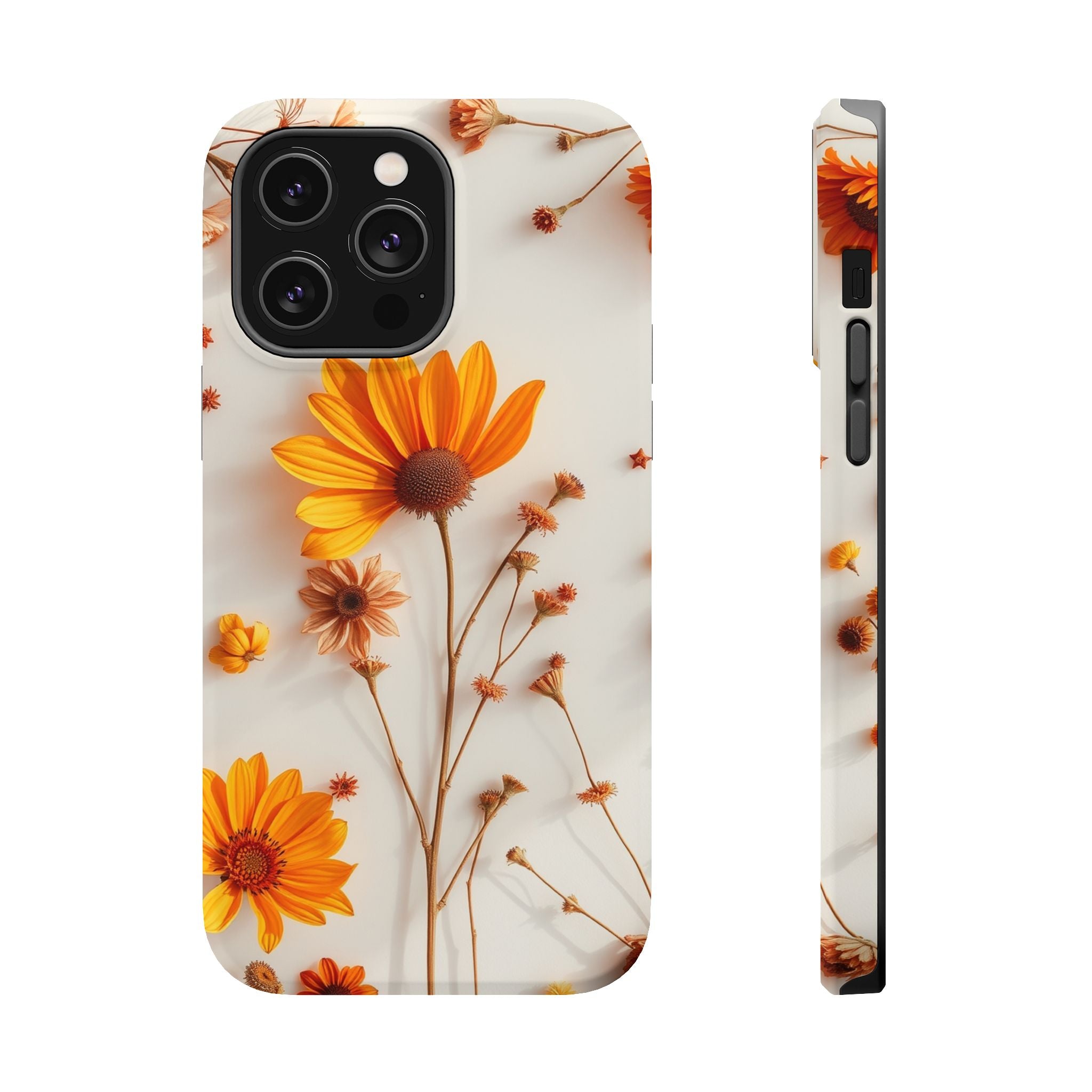 iPhone Mustard And Rust Dried Flower Flat Lay Carry Case Slim Snap Case · iPhone