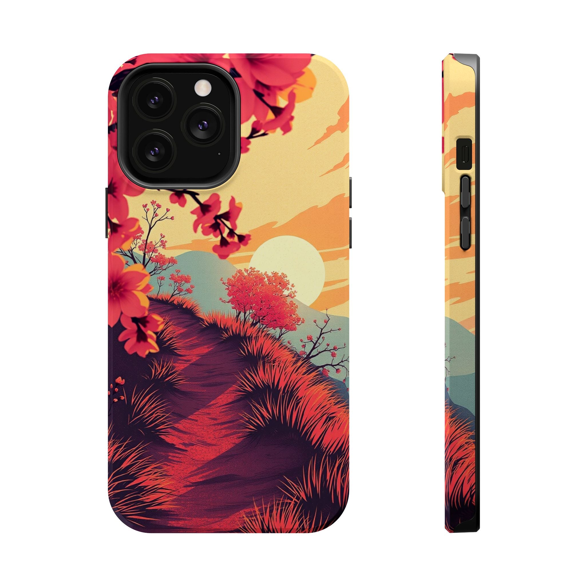 iPhone Sunset Amber And Peach Blossom Trail Soft iPhone 15 Finish · iPhone Case