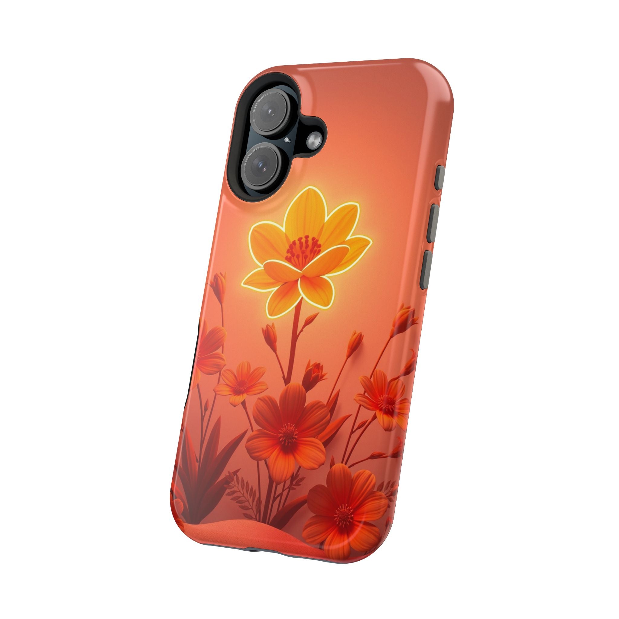 iPhone Burnt Orange And Sand Neon Floral Slim Everyday iPhone Designer · iPhone