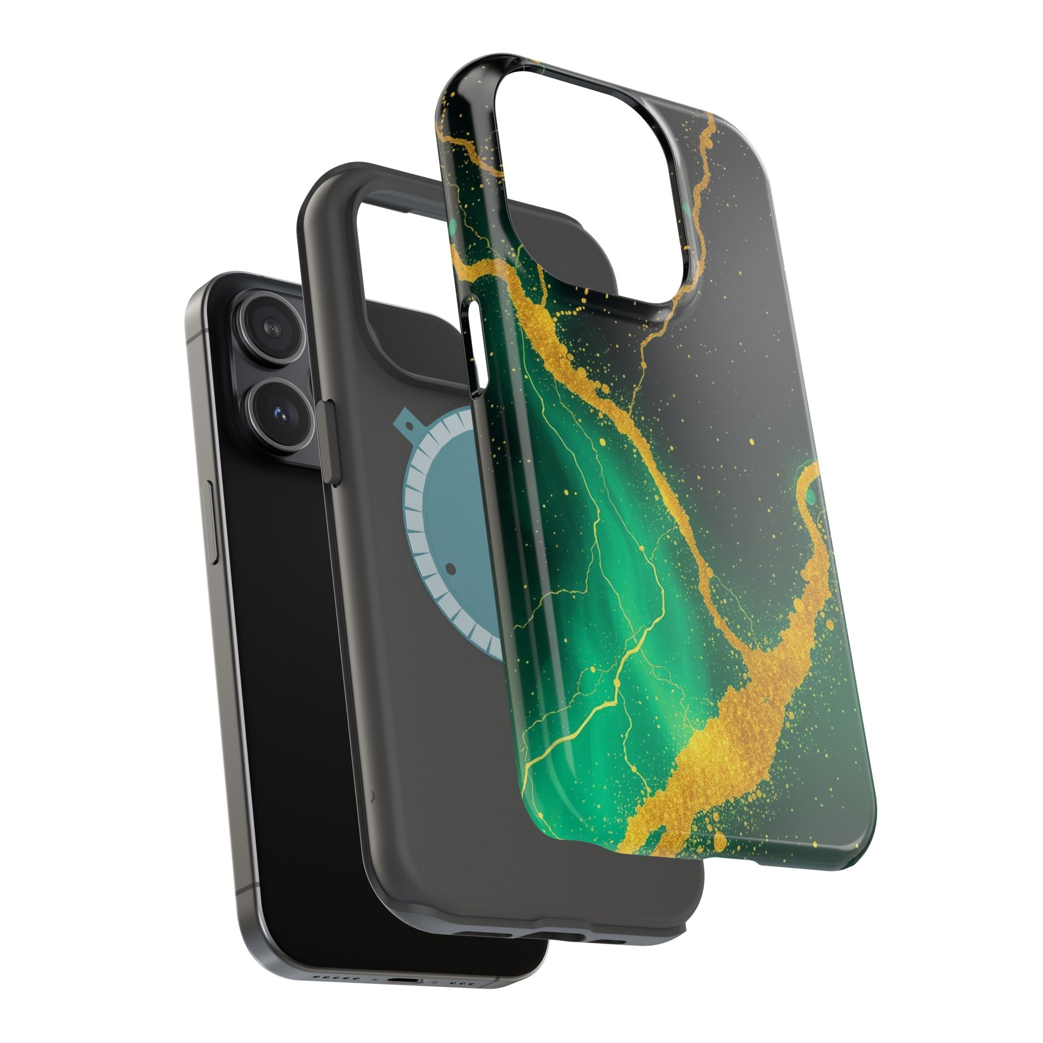 iPhone Emerald Green And Gold Petal Storm Slim iPhone Everyday Designer · iPhone