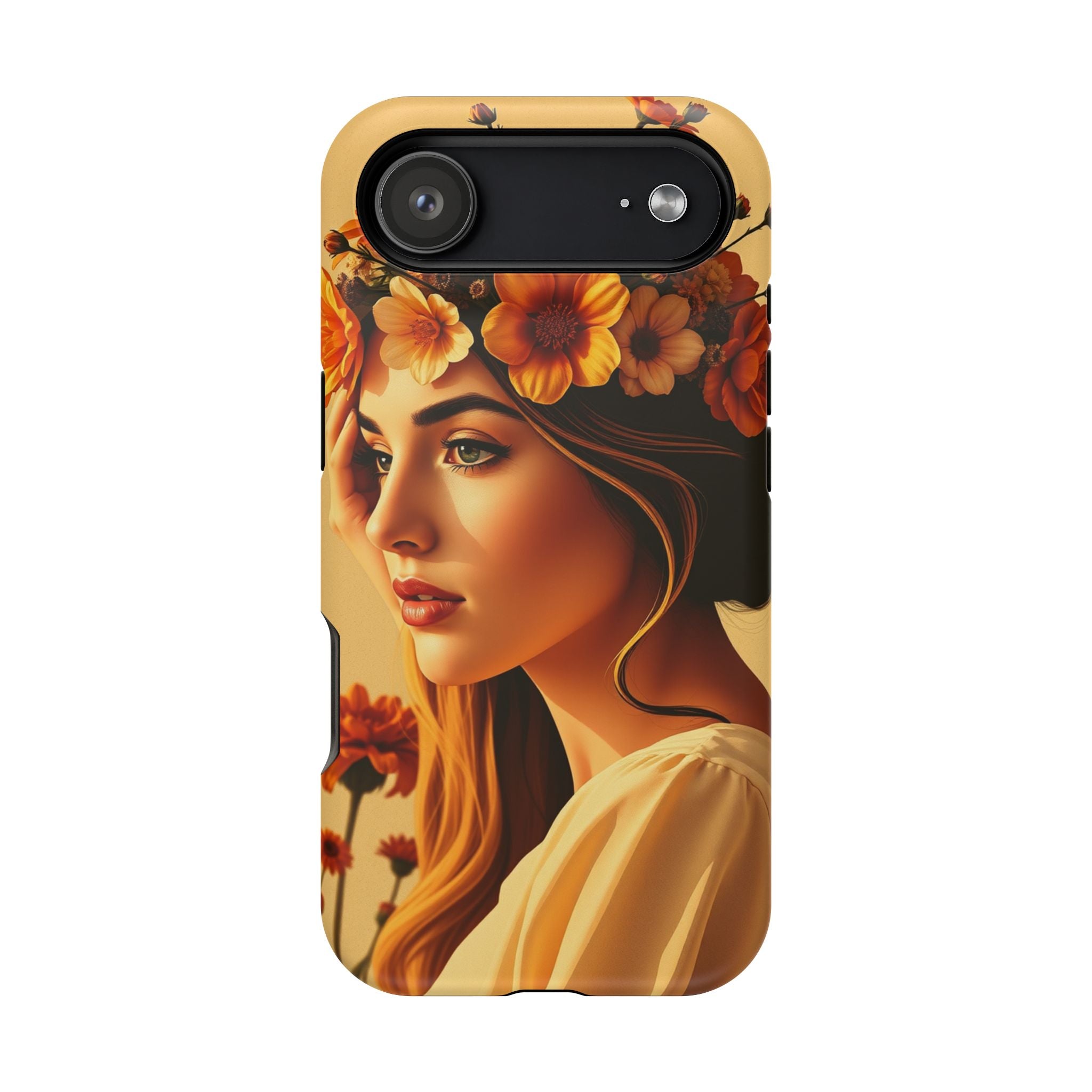 iPhone Mustard And Rust Floral Crown Slim Everyday Designer Case · iPhone Case