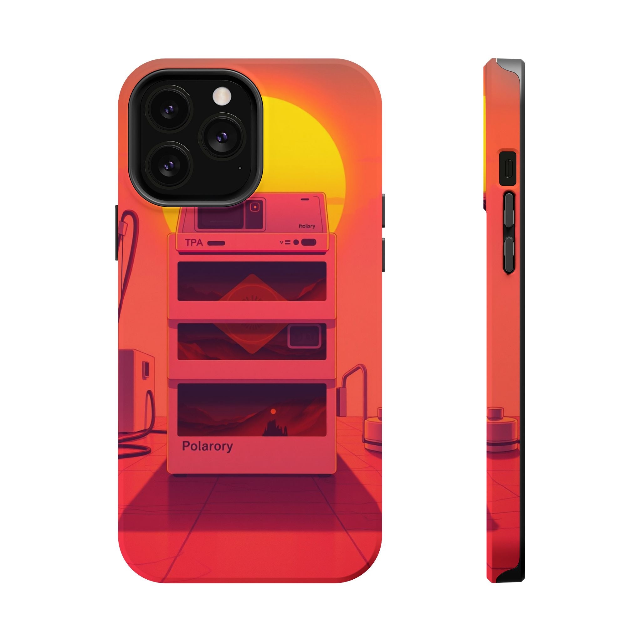 iPhone Polaroid Stack Memory Neon Cyberpunk Slim Everyday Designer Case · iPhone
