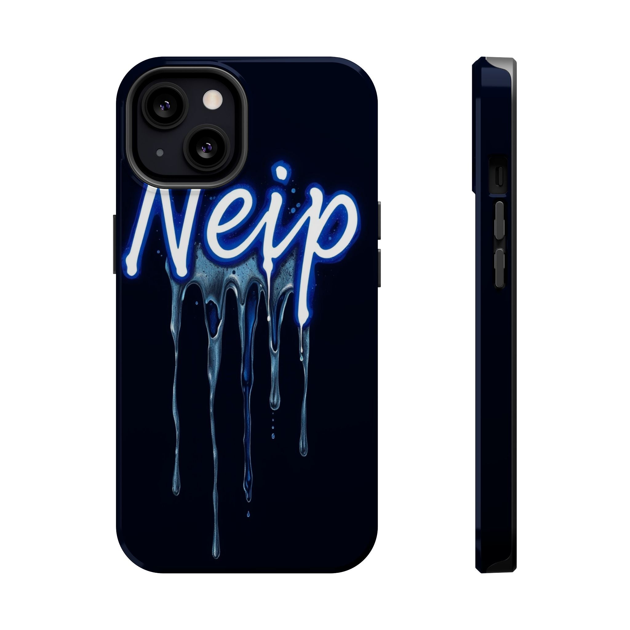 iPhone Midnight Blue And Silver Neon Drip Slim iPhone Everyday Designer · iPhone