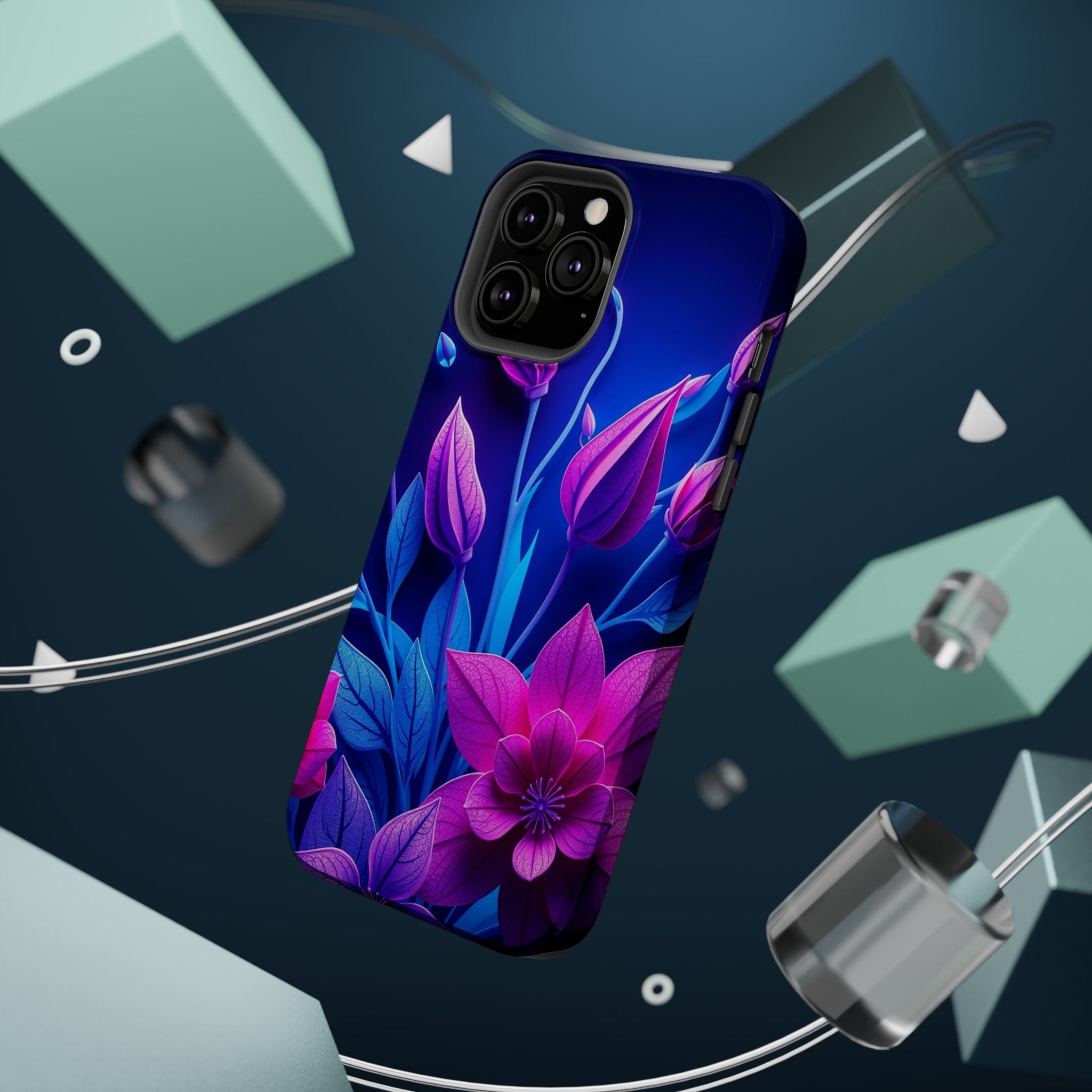 iPhone Neon Floral Paper Cut Art Bold Modern Everyday Snap Case · iPhone Case