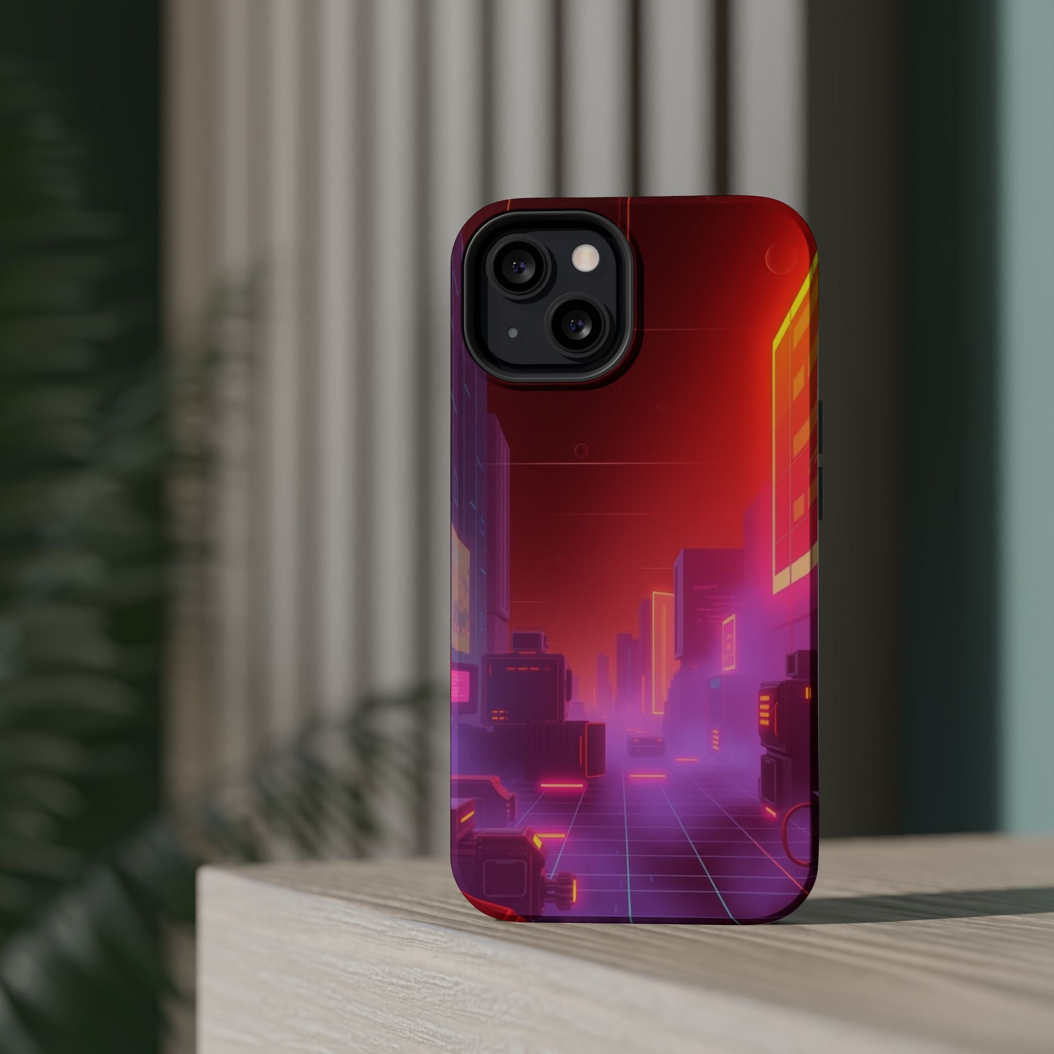 iPhone Dreamy 80s Grid Synthwave Design Slim Everyday Designer Case · iPhone Cas