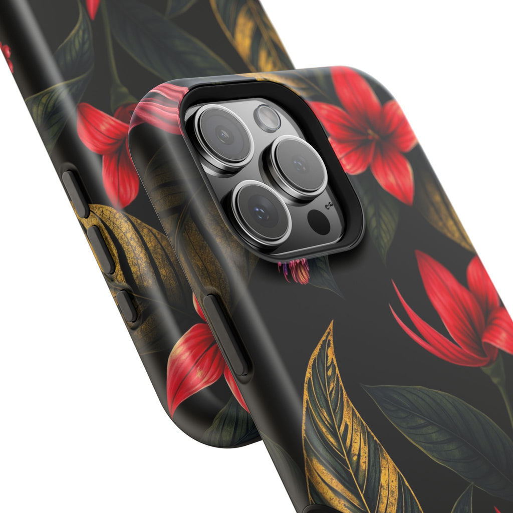 iPhone Black And Crimson Jungle Floral Slim Everyday Designer Case · iPhone Case