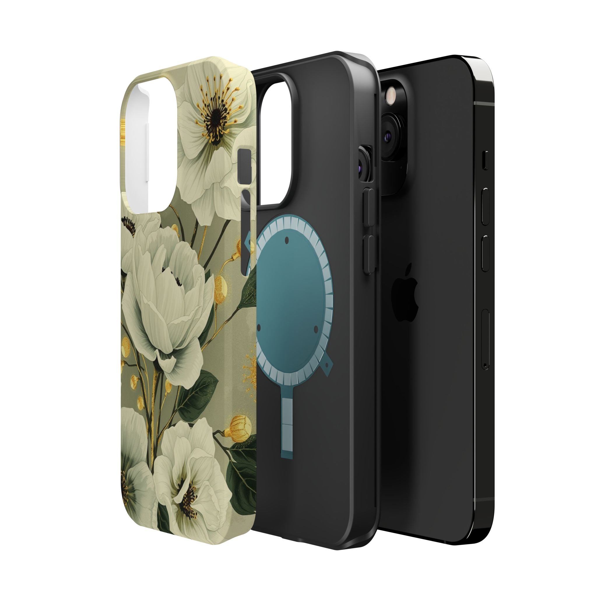 iPhone Sage And Ivory Floral Ink Wash Slim Everyday iPhone 14 Designer · iPhone