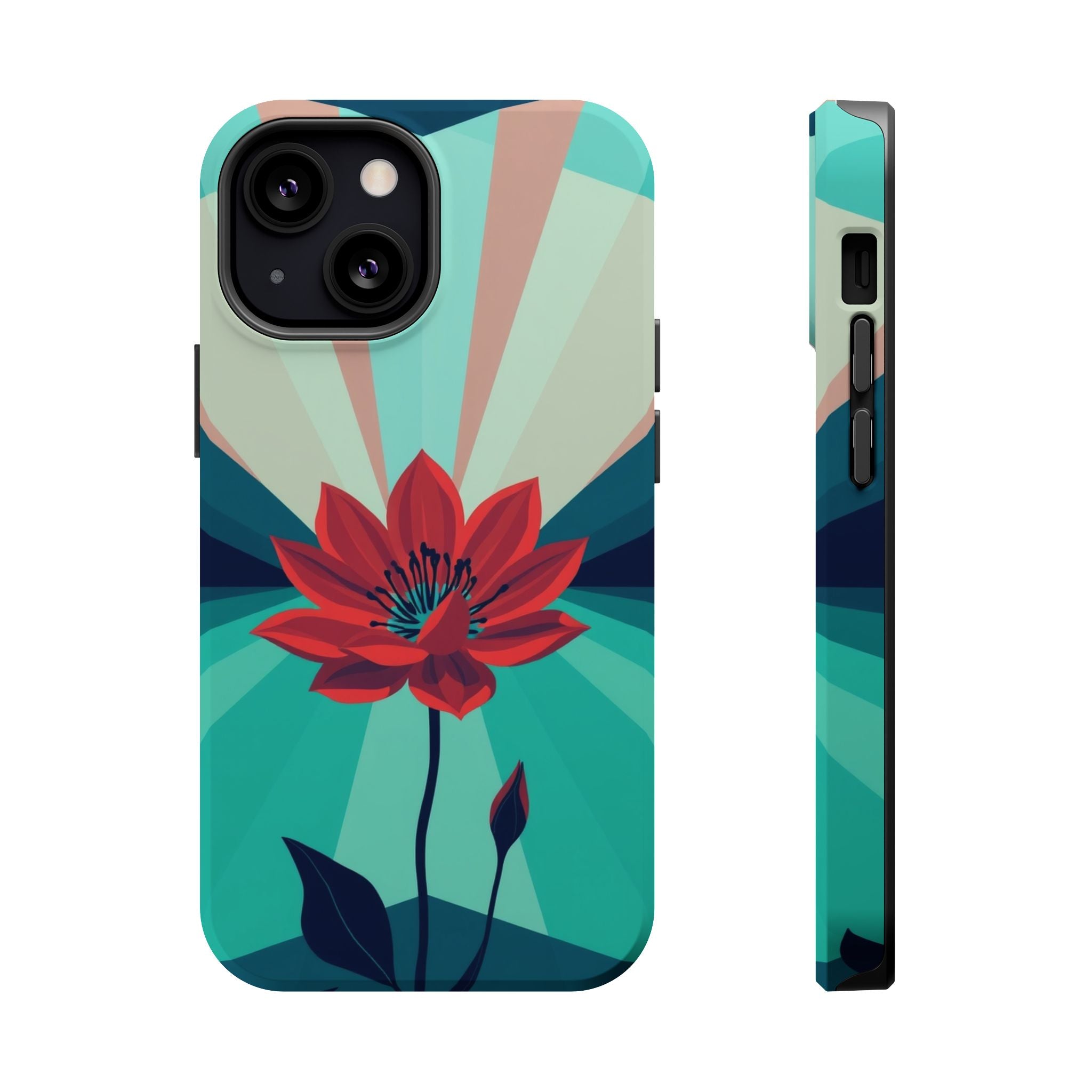 iPhone Teal And Coral Night Bloomer Slim Everyday Designer Case · iPhone Case