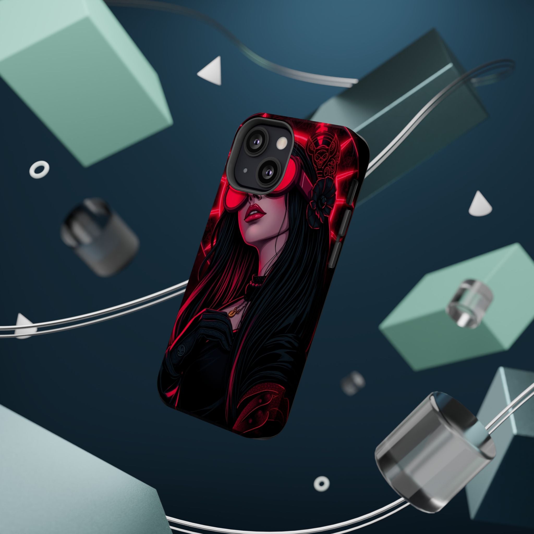 iPhone Black And Crimson Art Nouveau Female Slim Everyday Designer Case · iPhone