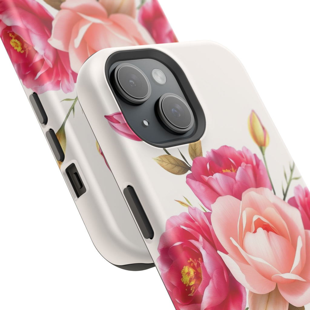 iPhone Rose Pink And Cream Neon Floral Slim Everyday Designer Case · iPhone Case