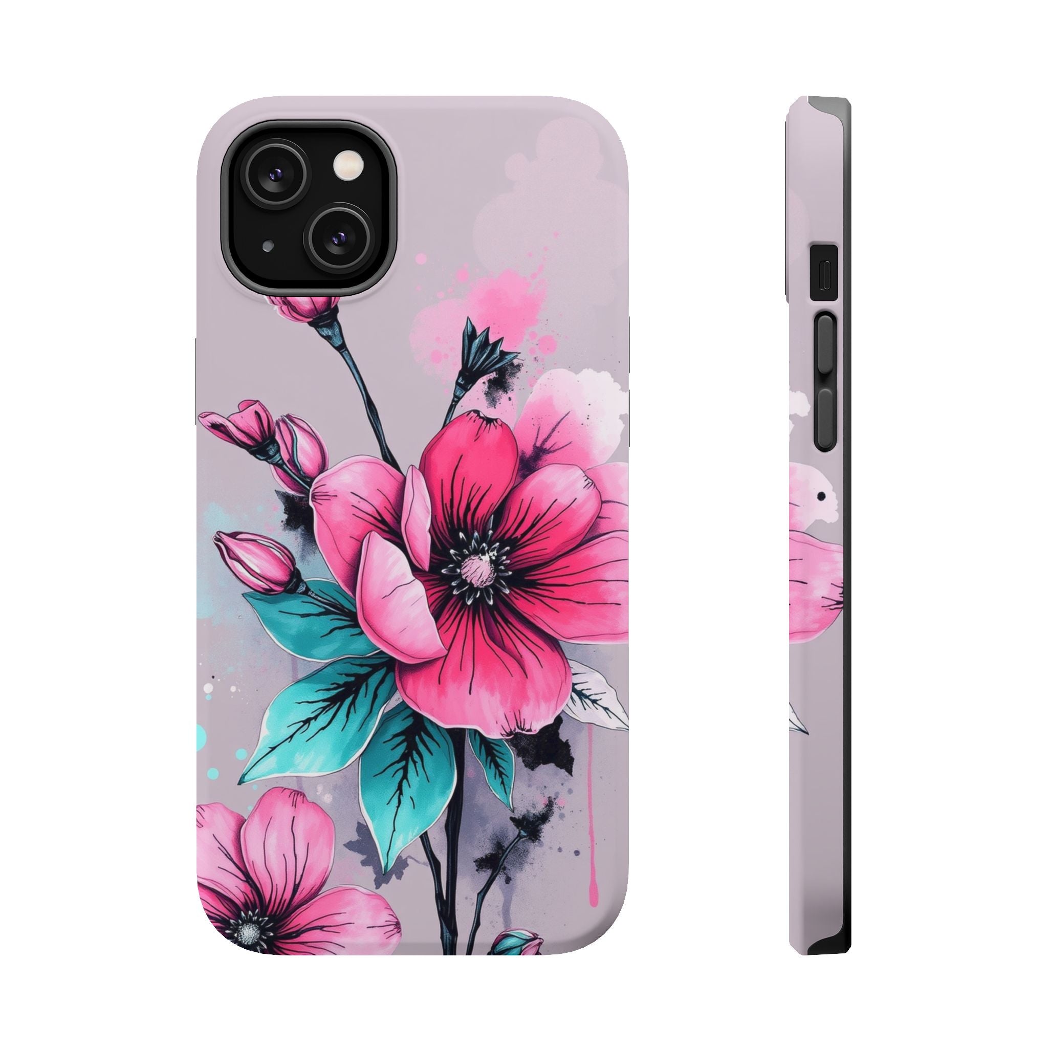 iPhone Mint And Blush Floral Ink Wash Slim Everyday Designer Case · iPhone Case