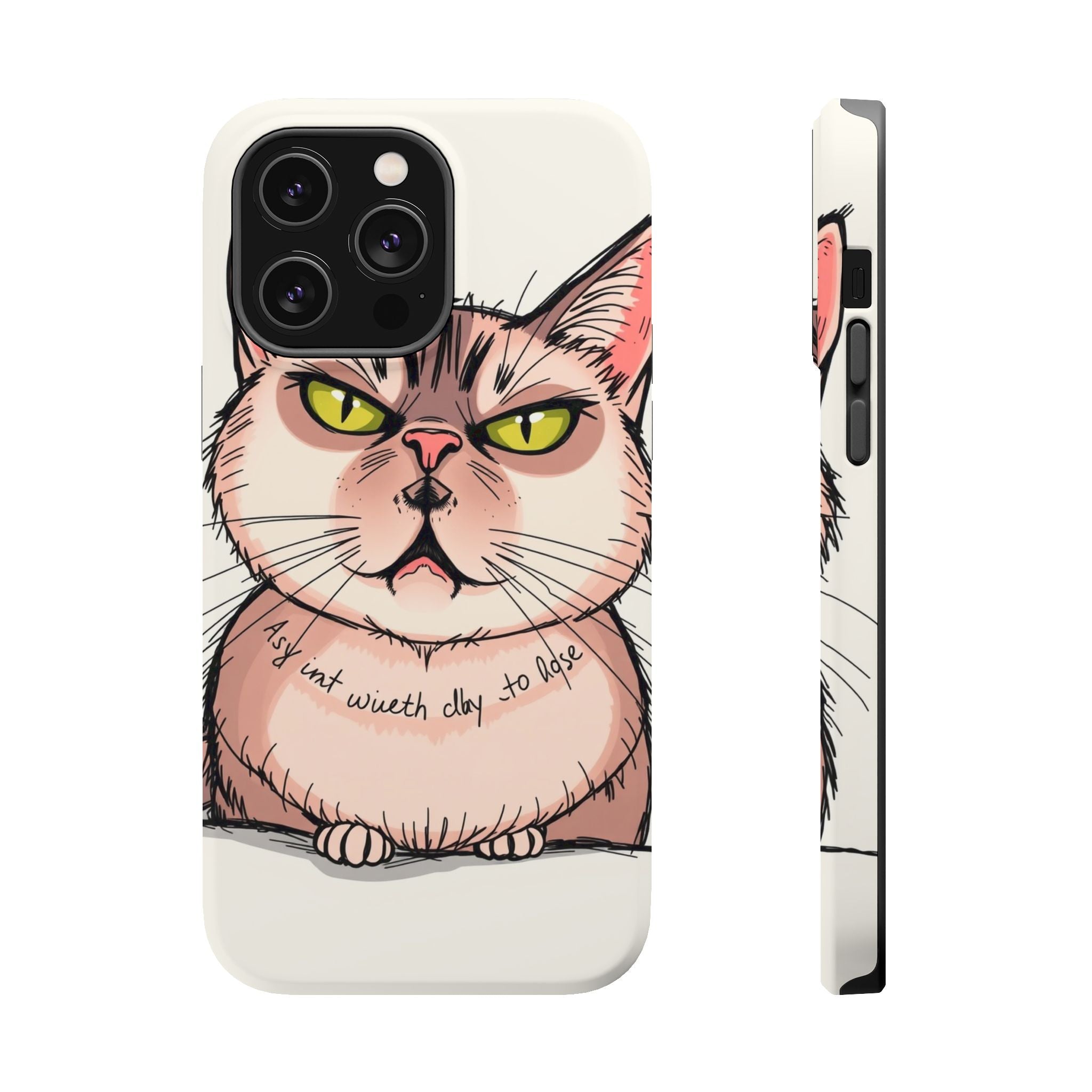 iPhone Sarcastic Cat Verdict Hand-Drawn Sketch Soft Finish Everyday Case · iPhon