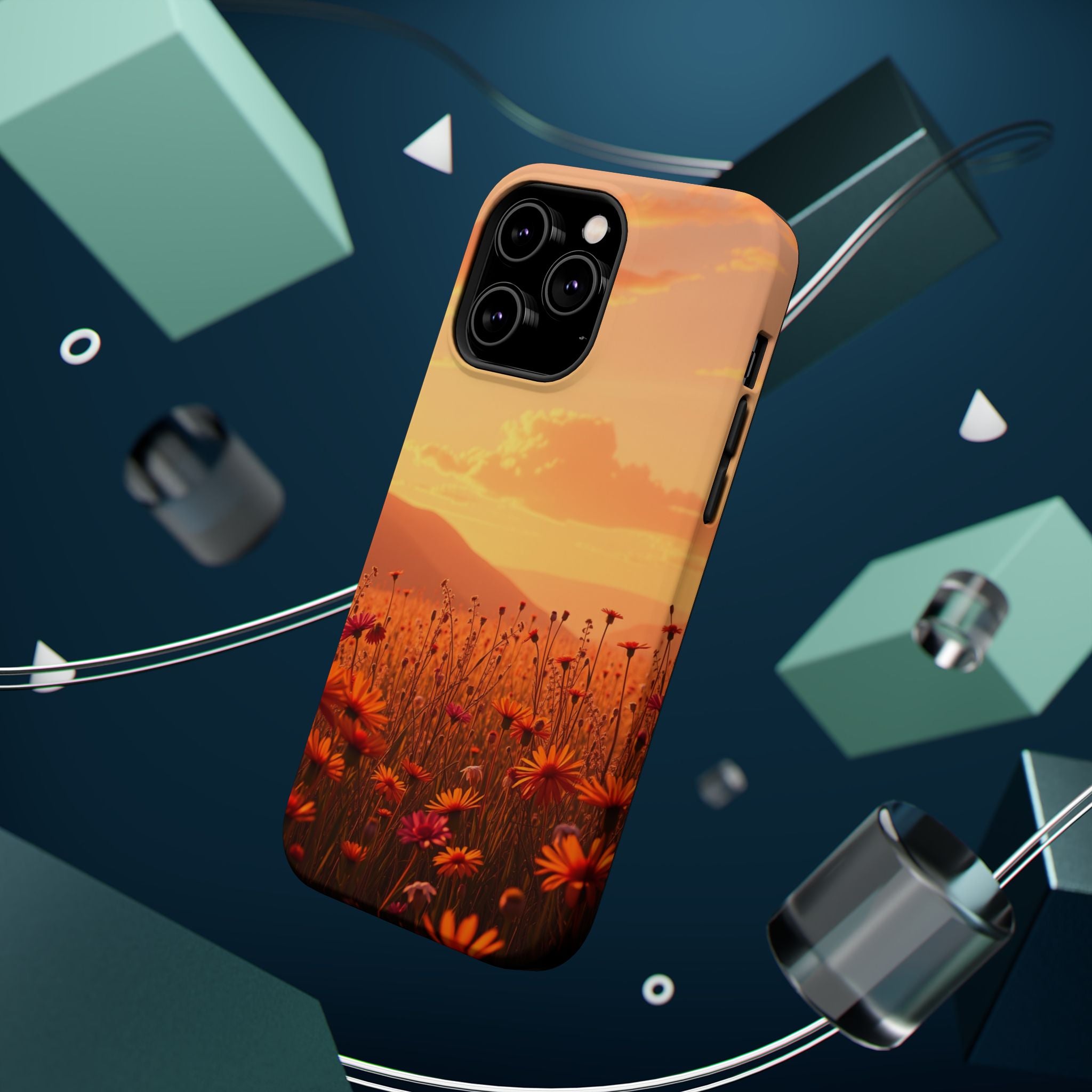 iPhone Sunset Amber And Peach Wildflower Field Soft iPhone Finish · iPhone Case